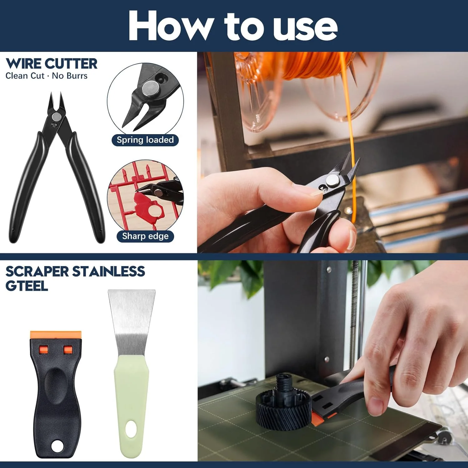 کیت ابزار پرینتر سه بعدی 46 تکه، کیت لوازم جانبی و تمیز کننده پرینتر سه بعدی برای تمام پرینترهای FDM/SLA با تمیز کننده نازل، کاردک، 5 نوع سوهان، برس، سیم چین، چاقوی حکاکی، ابزار پلیسه گیری