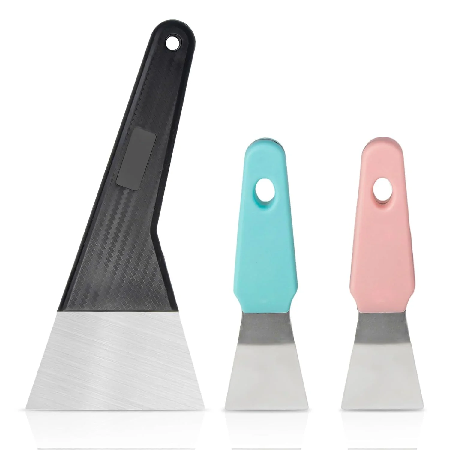 ست ۳ عددی کاردک فلزی برای جدا کردن قطعات پرینت سه بعدی - کاردک پرینتر سه بعدی با دسته راحت، ۲ سایز مختلف، ۳ رنگ