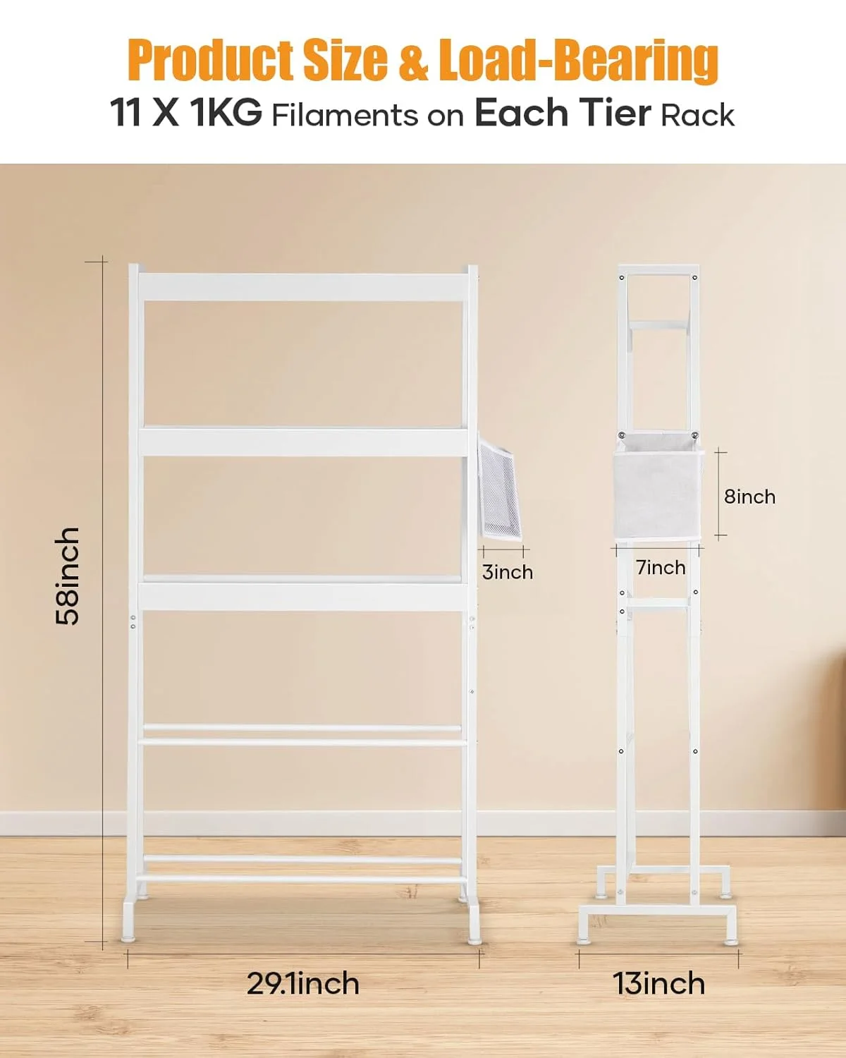 قفسه نگهداری فیلامنت سه بعدی 5 طبقه - قفسه نگهدارنده قرقره فیلامنت چاپگر سه بعدی فلزی سنگین با چرخ برای فیلامنت های PLA/ABS/TPU در دفتر خانه، کارگاه، استودیو