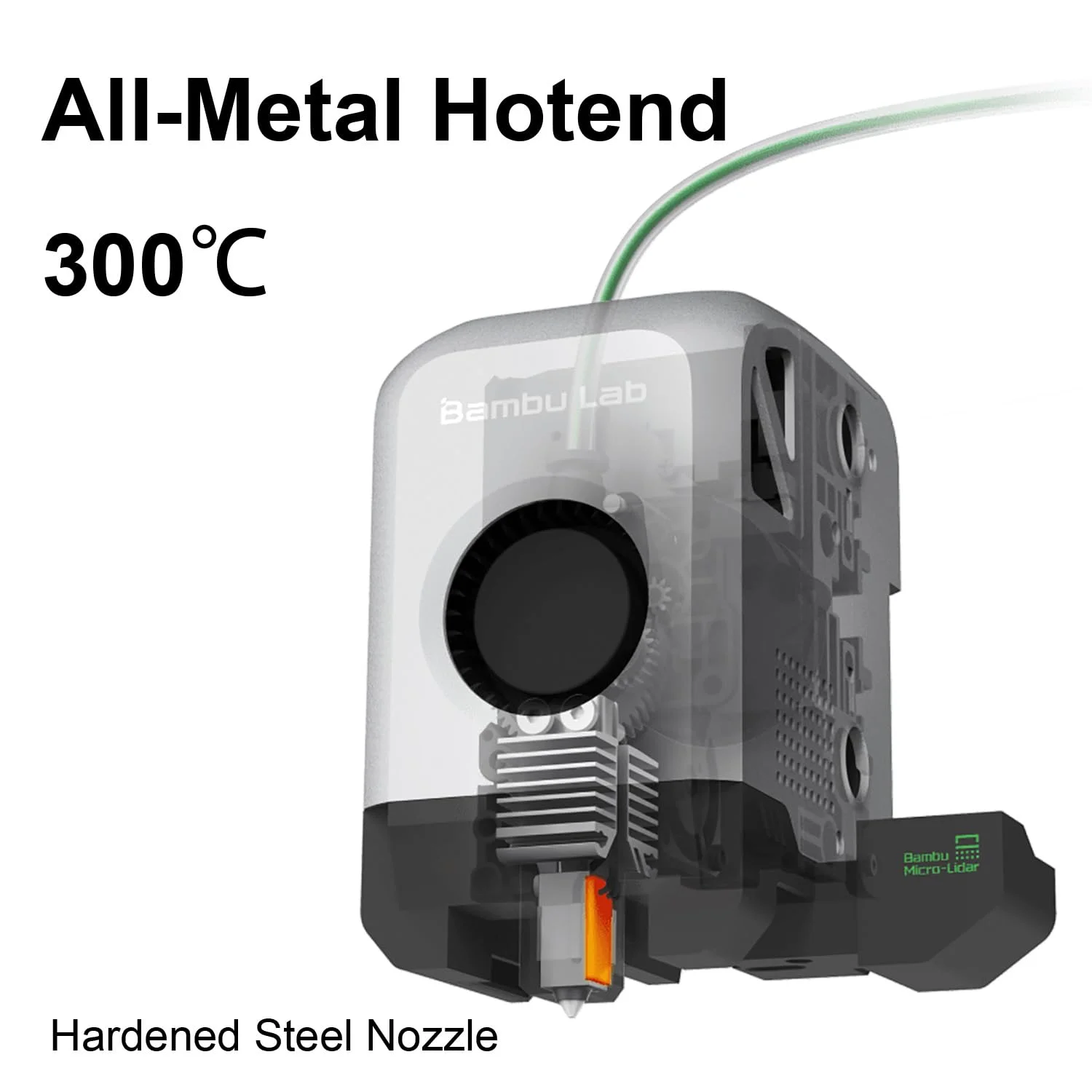 کیت کامل هات‌اند فولاد سخت شده بامبو LAB به همراه فن برای پرینتر سه بعدی بامبو LAB X1, X1C با نازل 0.4 میلی‌متری