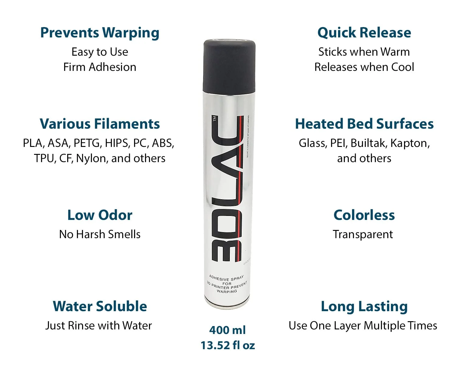 چسب اسپری چاپ سه بعدی 3DLAC برای چسبندگی به صفحه چاپ گرم شده، اسپری، 400 میلی لیتر