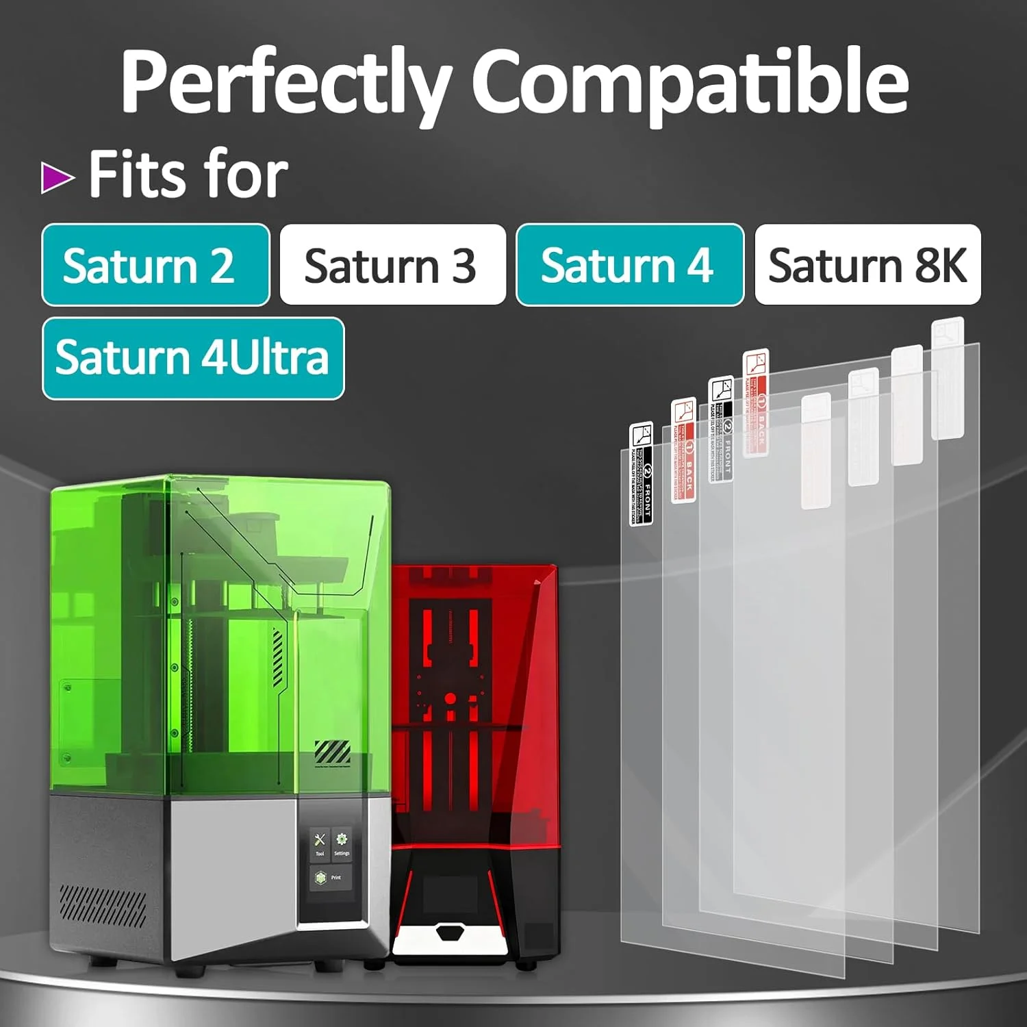 ۱۰ عدد فیلم رهاساز مناسب برای پرینتر سه بعدی رزینی Saturn 2/8K/3/4/4 Ultra/4 Ultra 16K، ابعاد ۲۷۳x۱۷۶ میلی‌متر، ضخامت ۰.۱۲۷ میلی‌متر، انتقال نور بالا برای نتایج بی‌نقص در پرینت سه بعدی