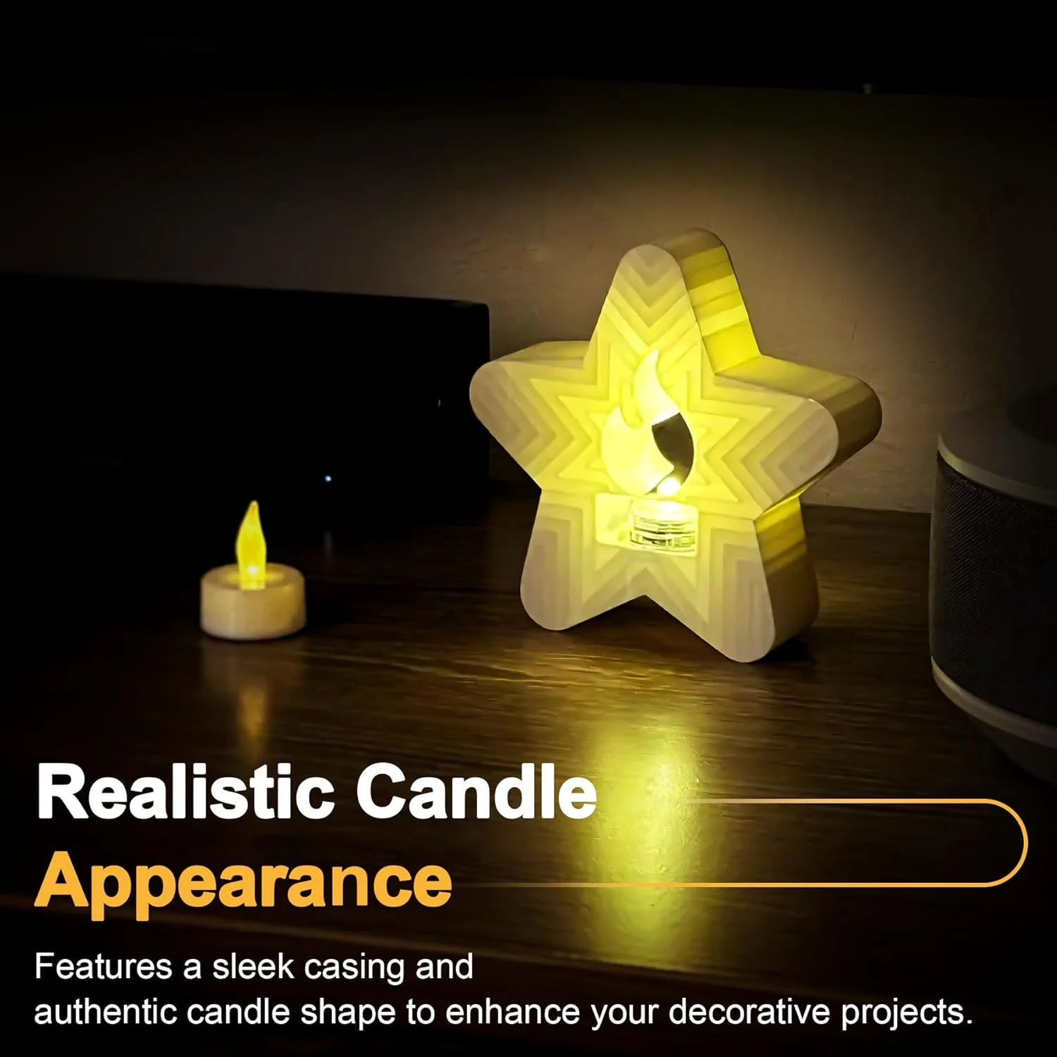 ست چراغ چای ال ای دی چاپ سه بعدی - قرمز - بسته 12 عددی - سازگار با مدل های Bambu Lab مدل D37.2x36.6mm مجموعه شمع چراغ چای ال ای دی با چسب 3M و فایل USB (چراغ چای-12PCS-قرمز)