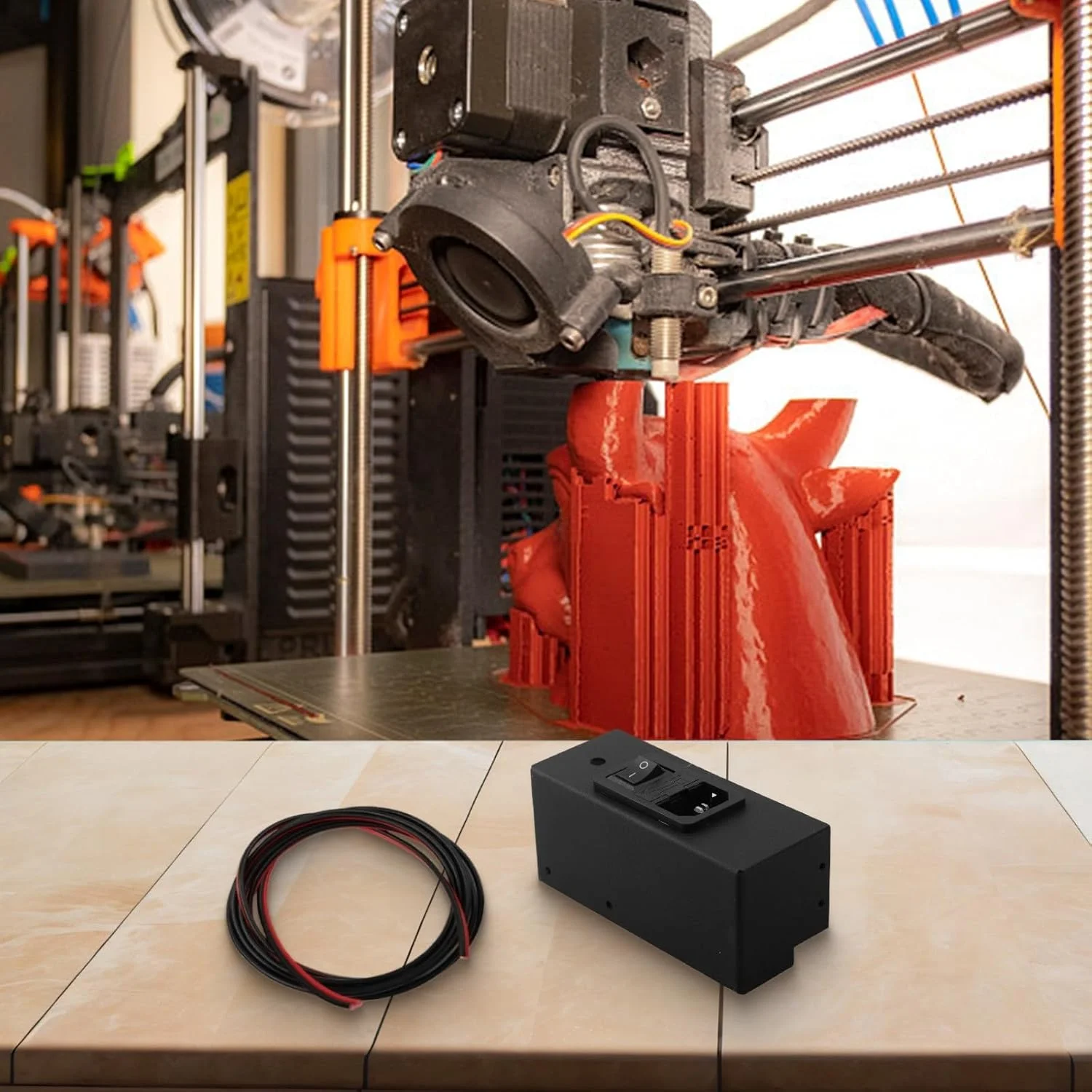 محفظه فلزی محافظ برق پرینتر سه بعدی 12V 24V 360W به همراه کابل 2 متری و سوکت نر سازگار با Ender 3 CR10 و سری های مشابه - مشکی