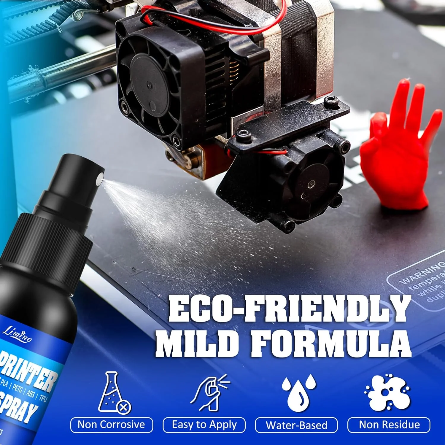 چسب پرینتر سه بعدی - اسپری چسب پرینت سه بعدی، چسبندگی عالی لایه اول، جلوگیری از تاب برداشتن روی صفحه ساخت گرم شونده، جدا سازی آسان برای فیلامنت های ABS PLA PETG TPU روی صفحات ساخت مختلف، بدون باقی مانده، 100 گرم * 2