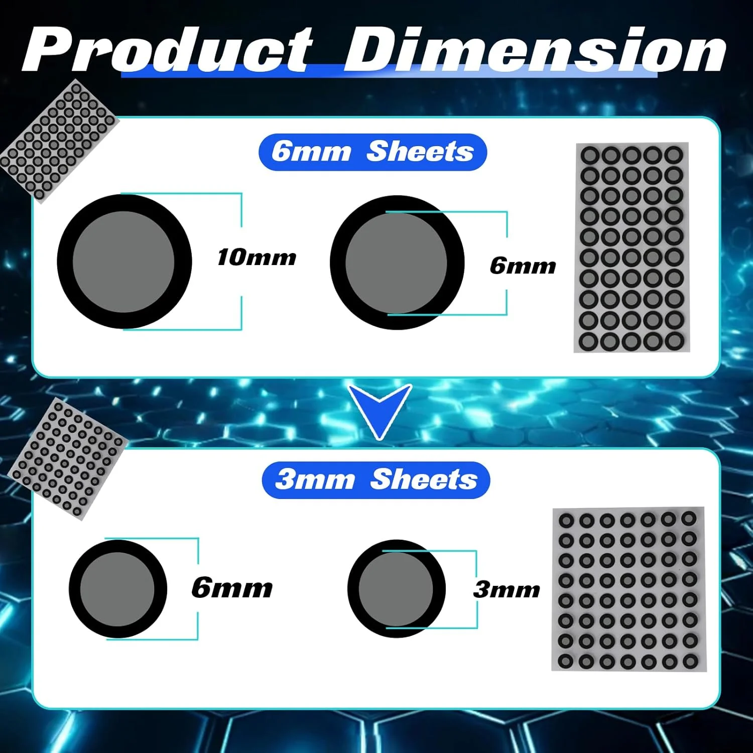 1224 عدد نشانگر اسکن سه بعدی برای اسکنرهای سه بعدی - نقاط نشانه گذاری بازتابنده بالا و نقاط موقعیت یابی، 1000 + 224 عدد برچسب برای افزایش دقت اسکن سه بعدی (6 میلی متر و 3 میلی متر)