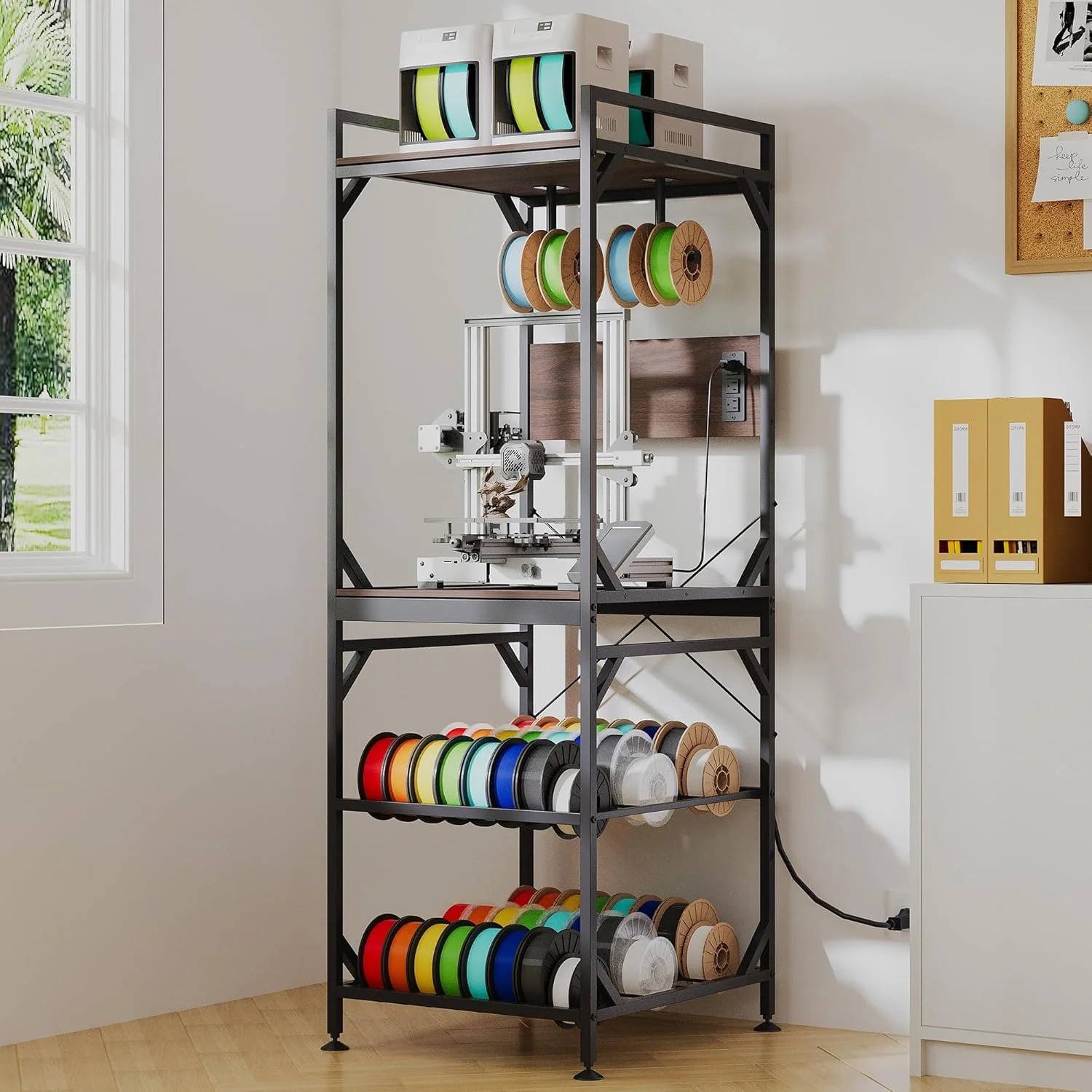 میز پرینتر سه بعدی Crafit با فضای ذخیره سازی فیلامنت، میز پرینت سه بعدی با قفسه نگهدارنده قرقره فیلامنت، میز کار مستحکم برای کارگاه، استودیو، دفتر و خانه