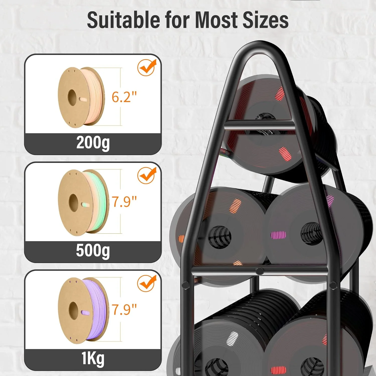 قفسه نگهداری ۹۰ قرقره فیلامنت Yumkfoi، هولدر قرقره فیلامنت پرینتر سه بعدی چرخ دار، قفسه فلزی سنگین برای ABS/PLA/TPU/Nylon، لوازم جانبی چاپ سه بعدی برای استودیو، دفتر، کارگاه