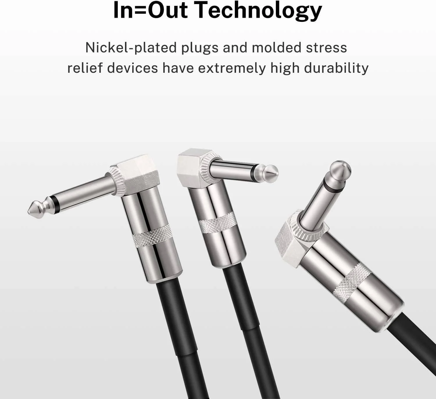 کابل پدال افکت گیتار 15 سانتی متری Donner EC1125، کابل پچ تخت، فناوری ورودی و خروجی، دوشاخه های TS 1/4 اینچی قالب گیری شده، شفافیت سیگنال خالص، بسته 6 عددی، مشکی | EC1125 کابل پدال افکت گیتار 15 سانتی متری Donner EC1125، کابل پچ تخت، فناوری ورودی و خروجی، دوشاخه های TS 1/4 اینچی قالب گیری شده، شفافیت سیگنال خالص، بسته 6 عددی، مشکی | EC1125