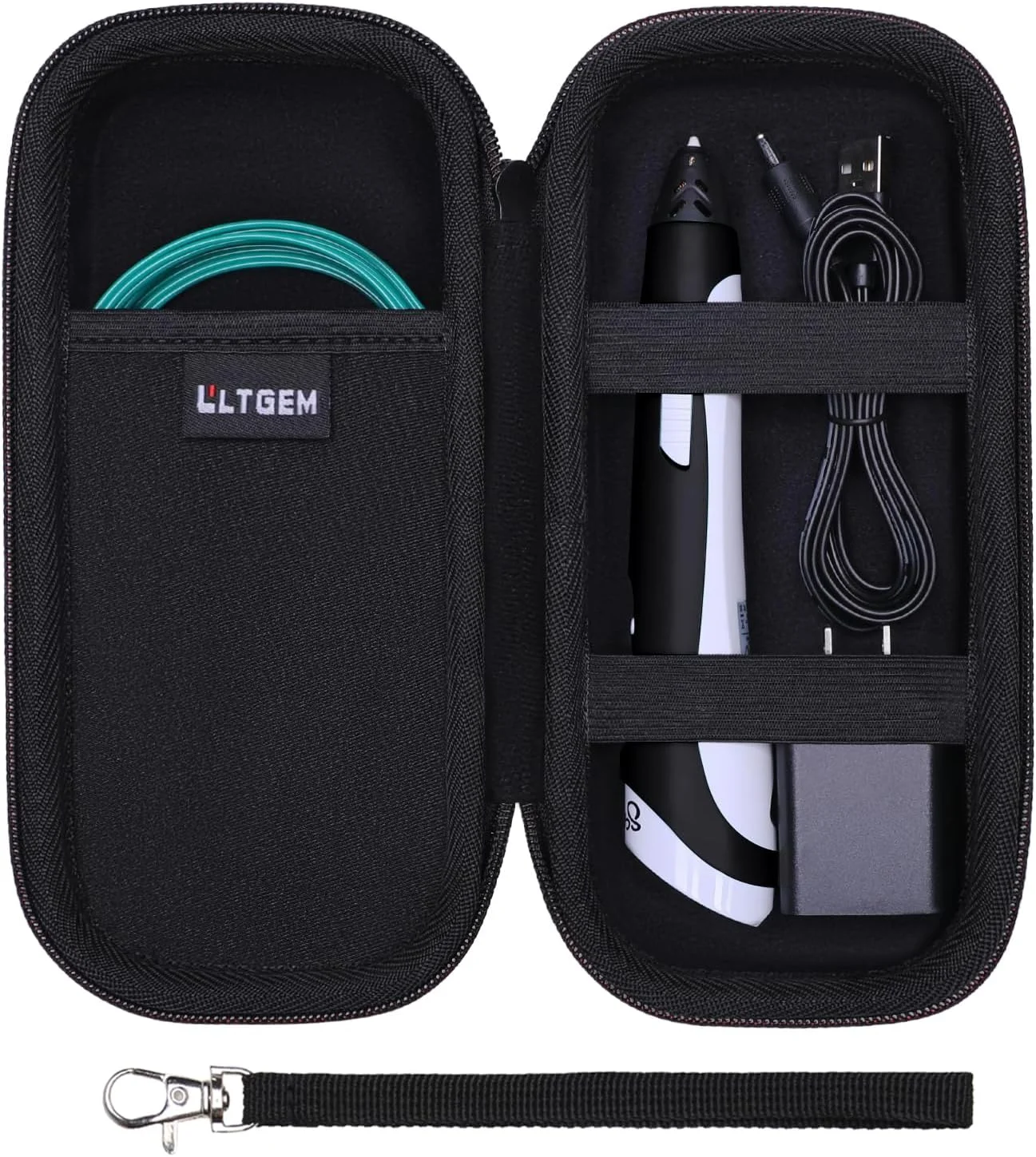 کیف حمل قلم چاپ سه بعدی سازگار با SCRIB3D Advanced / MYNT3D Super / SCRIB3D P1، کابل شارژ، دوشاخه و فیلامنت، مشکی (فقط کیف)