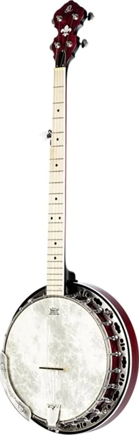 بانجو 5 سیم Ortega سری Falcon با روکش قرمز محو شونده شفاف به همراه کیف حمل لوکس | OBJE400TFR