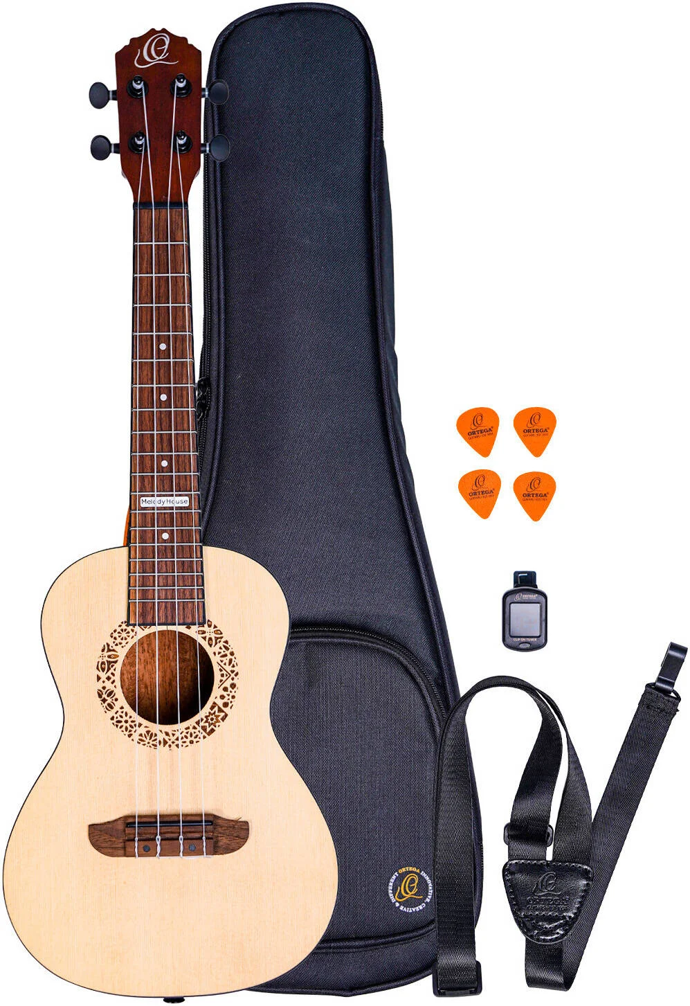 بسته یوکللی کنسرت نسخه محدود Ortega RU4 Melody House، شامل لوازم جانبی و کیف
