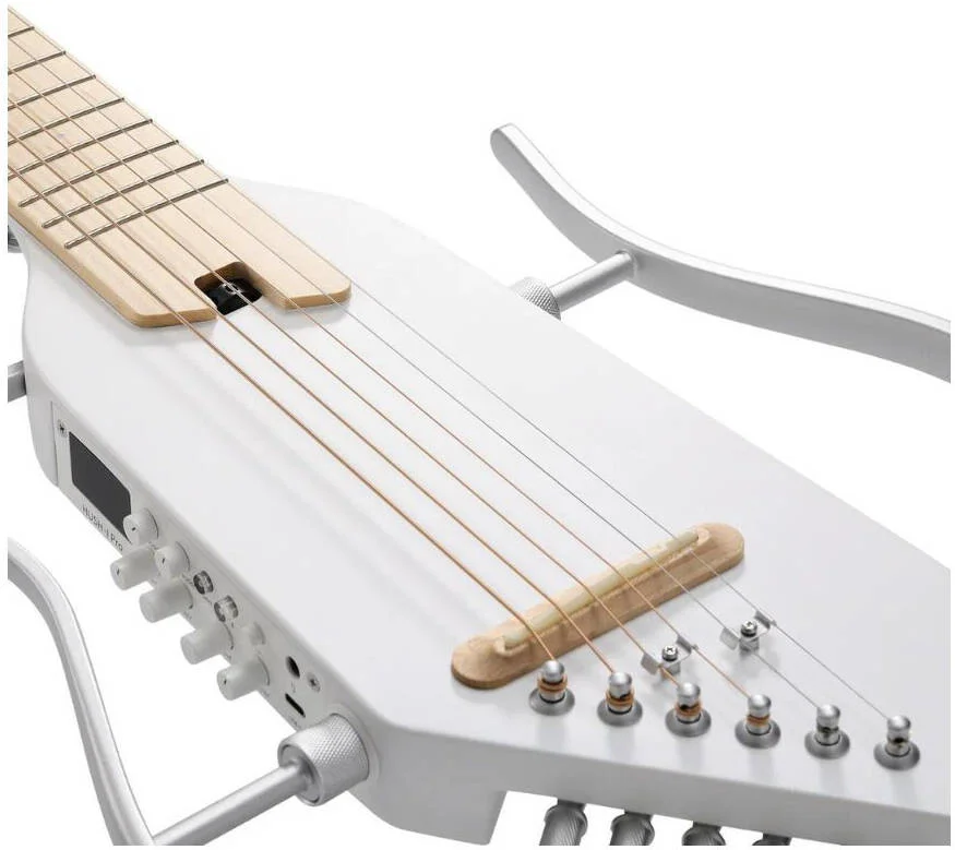 گیتار آکوستیک الکتریک مسافرتی بدون سر دانر مدل HUSH I PRO، دارای 18 افکت، 8 شبیه سازی بدنه با IR، اکولایزر 5 باندی، تمرین بی صدا، USB C، باتری 8 ساعته، بدنه ماهون، سفید | EC6868