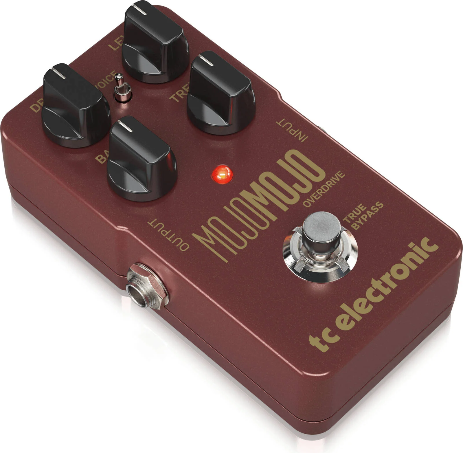 پدال اوردرایو TC Electronic MOJOMOJO، رابط 4 دکمه ای، اکولایزر دو بانده، سوئیچ صدا، بای پس واقعی، بدنه فلزی دایکاست مستحکم، قرمز | MOJOMOJO