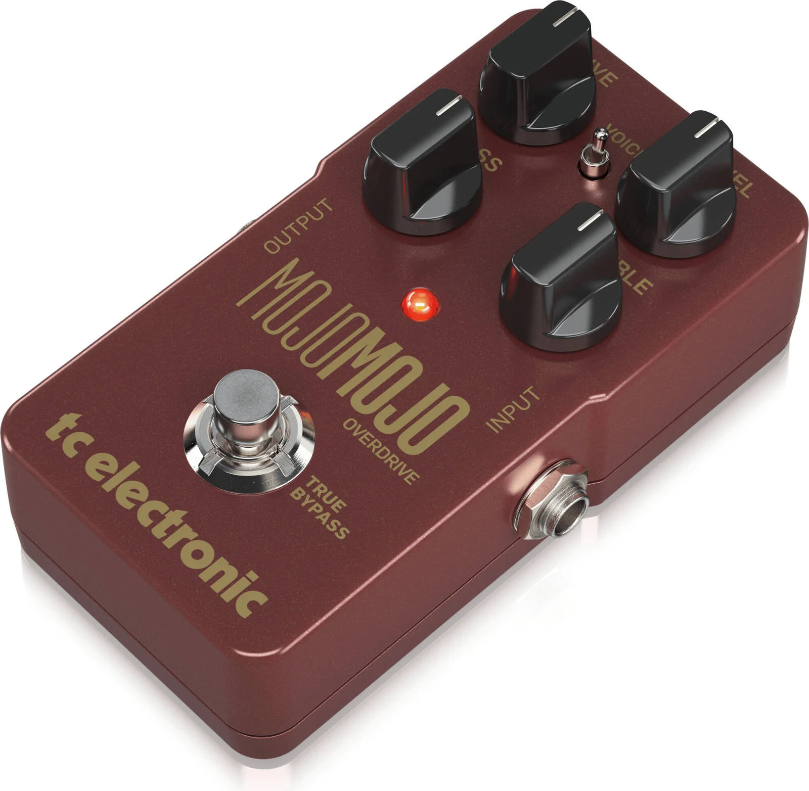 پدال اوردرایو TC Electronic MOJOMOJO، رابط 4 دکمه ای، اکولایزر دو بانده، سوئیچ صدا، بای پس واقعی، بدنه فلزی دایکاست مستحکم، قرمز | MOJOMOJO