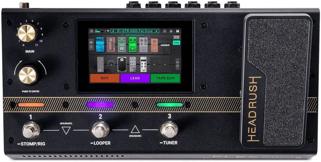واحد پردازشگر چند افکتی گیتار HeadRush Flex Prime، صفحه لمسی 4 اینچی با وضوح بالا، سیستم DSP چند هسته ای، Wi-Fi داخلی، 3 فوت سوییچ قابل تنظیم، LED های رنگی قابل تنظیم | Flex Prime