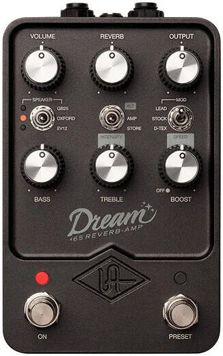 پدال شبیه ساز آمپلی فایر استریو Universal Audio Dream '65 Reverb با 3 حالت، 3 کابینت/اسپیکر، Reverb، Vibrato، بلوتوث و تنظیمات از پیش تعیین شده، مشکی | Dream '65