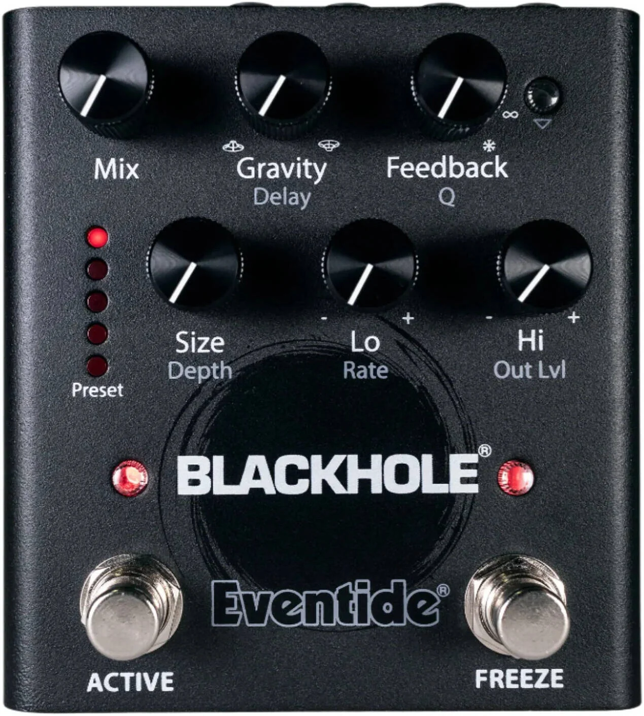 پدال ریورب Eventide Blackhole، با PreDelay، پدال پایی فعال با عملکرد دوگانه، حالت Catch-Up، پدال پایی Freeze، پنج پریست، قابلیت MIDI، سوییچ سطح گیتار/لاین در پنل پشتی، مشکی | 1219-011