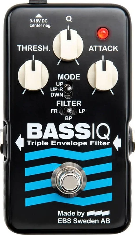 پدال فیلتر آنالوگ EBS BassIQ Blue Label Triple Mode برای گیتار باس با کنترل های Q، Threshold و Attack | EBS-IQ-BL