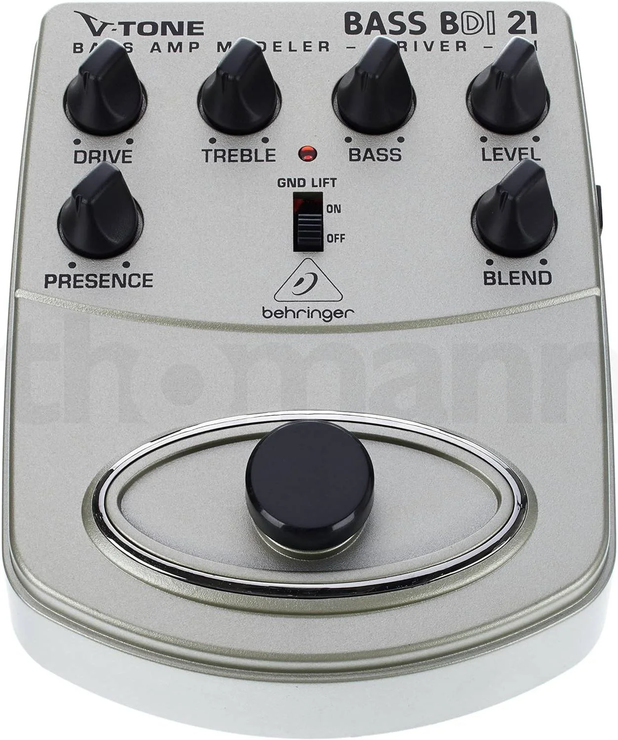 پدال درایور بیس Behringer BDI21 V Tone DI اکتیو با اوردرایو تیوب استایل، Blend، EQ و خروجی XLR | BDI21