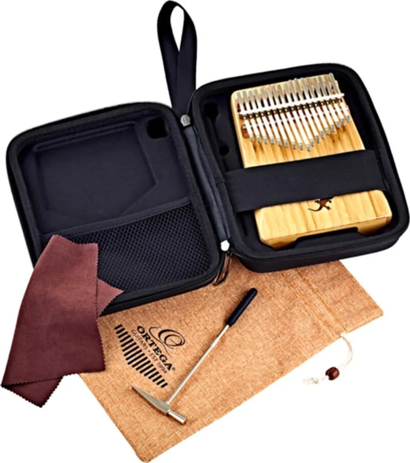 کالیمبا ۱۷ کلید ارتعا، کوک C ماژور، چوب بامبوی یکپارچه، پرداخت براق، طرح مارمولک، به همراه کیف مخصوص | OKB2