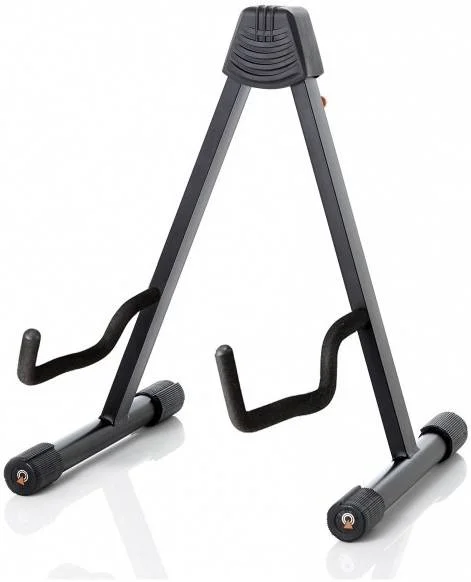 پایه گیتار آکوستیک مدل A Bespeco KANGAA با دکمه فشاری تنظیم ارتفاع، بازوهای روکش دار لاستیکی و پایه های تراز کننده (41.5 سانتی متر، ظرفیت 10 کیلوگرم) | KANGAA