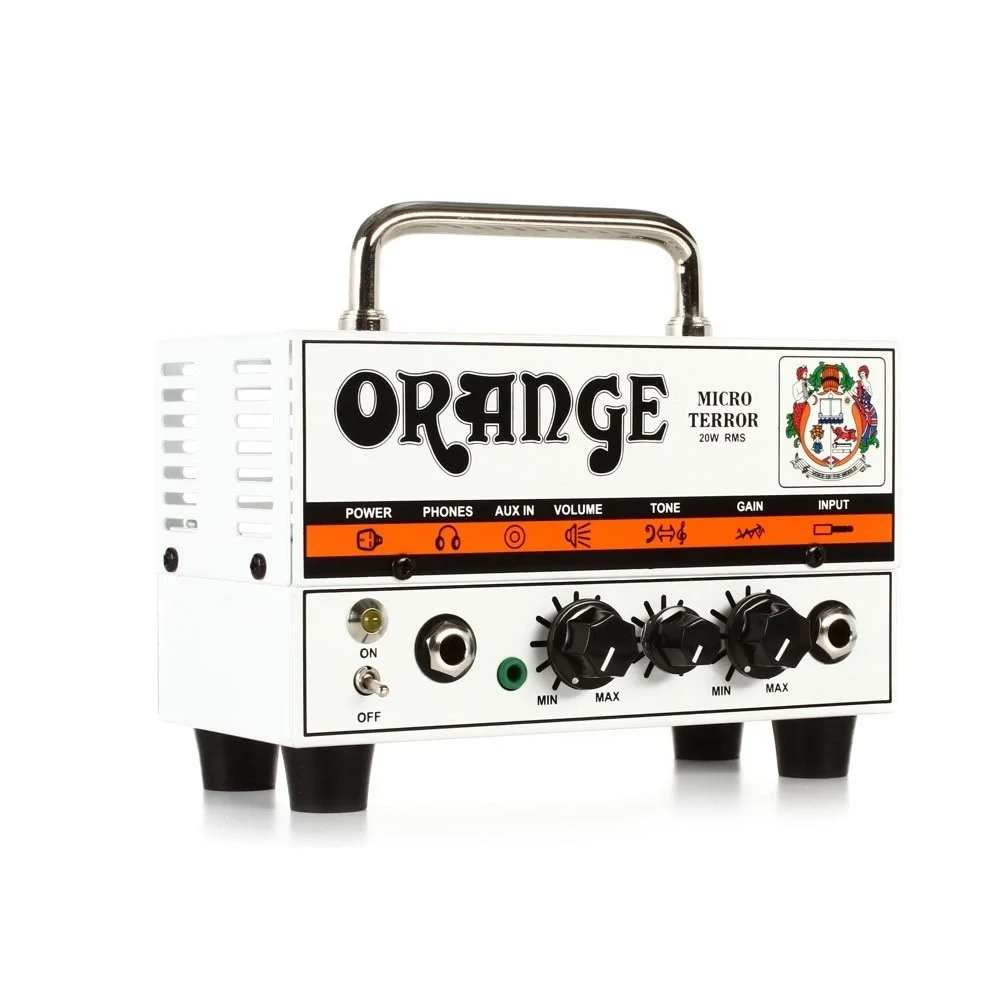 هد آمپلی فایر گیتار هیبریدی Orange Micro Terror 20W، پری امپ لامپی، آمپلی فایر قدرت حالت جامد، فوق العاده جمع و جور و قابل حمل، سفید | D-MT