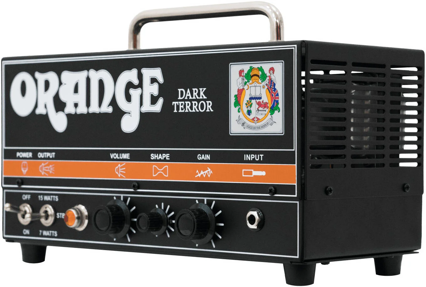 هد آمپلی فایر گیتار هیبریدی تک کاناله 15 واتی Orange Dark Terror، متال و راک با بهره بالا، پری امپ لامپی، حلقه FX و قابل حمل، مشکی | Dark Terror هد آمپلی فایر گیتار هیبریدی تک کاناله 15 واتی Orange Dark Terror، متال و راک با بهره بالا، پری امپ لامپی، حلقه FX و قابل حمل، مشکی | Dark Terror
