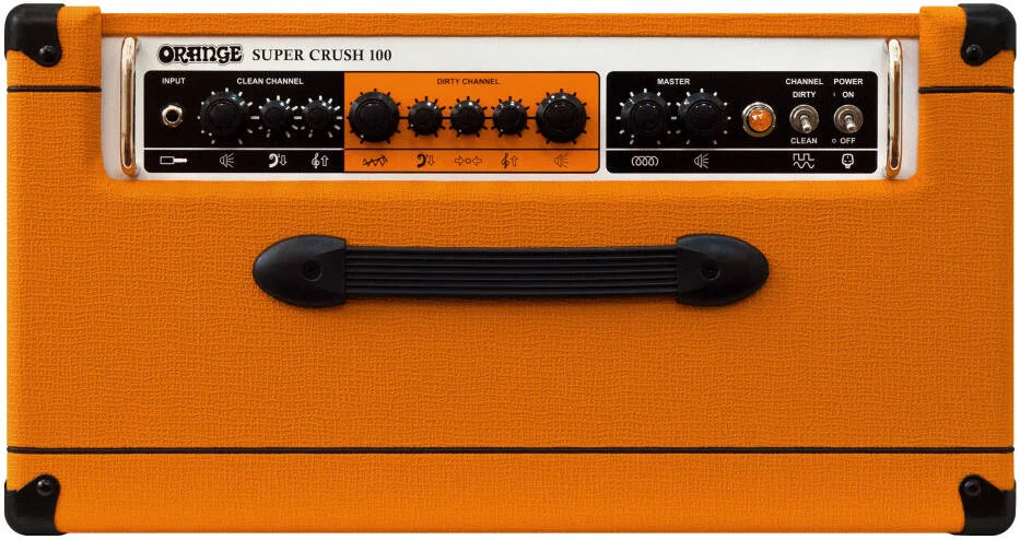 کامبو گیتار الکتریک 100 وات Orange Super Crush 100 با اسپیکر 12 اینچی Celestion G12K-150، پری امپ JFET دو کاناله، CabSim DI، ریورب و FX Loop، نارنجی | SUPER CRUSH 100 COMBO کامبو گیتار الکتریک 100 وات Orange Super Crush 100 با اسپیکر 12 اینچی Celestion G12K-150، پری امپ JFET دو کاناله، CabSim DI، ریورب و FX Loop، نارنجی | SUPER CRUSH 100 COMBO