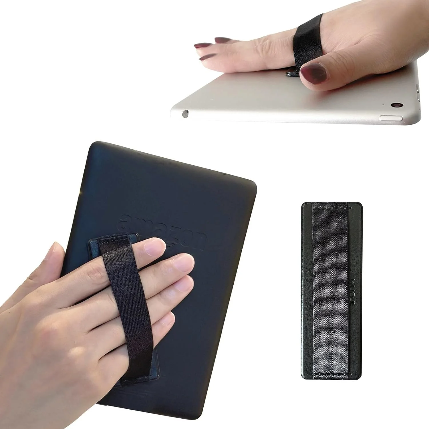 نگهدارنده بند دستی تبلت برای کتابخوان های الکترونیکی و تبلت های فایر، بند الاستیک مشکی با پایه مشکی - 1 عدد نگهدارنده بند دستی تبلت برای کتابخوان های الکترونیکی و تبلت های فایر، بند الاستیک مشکی با پایه مشکی - 1 عدد