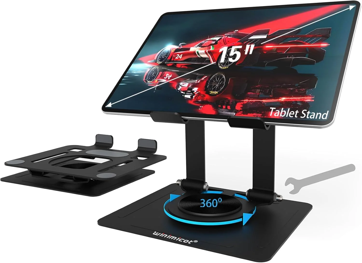 پایه نگهدارنده تبلت برای میز، با پایه فلزی چرخان 360 درجه، پشتیبانی دو میله ای قابل تنظیم چند زاویه ای، لوازم جانبی اداری خانگی سازگار با آیپد، تبلت های سامسونگ گلکسی و موارد دیگر، مشکی پایه نگهدارنده تبلت برای میز، با پایه فلزی چرخان 360 درجه، پشتیبانی دو میله ای قابل تنظیم چند زاویه ای، لوازم جانبی اداری خانگی سازگار با آیپد، تبلت های سامسونگ گلکسی و موارد دیگر، مشکی