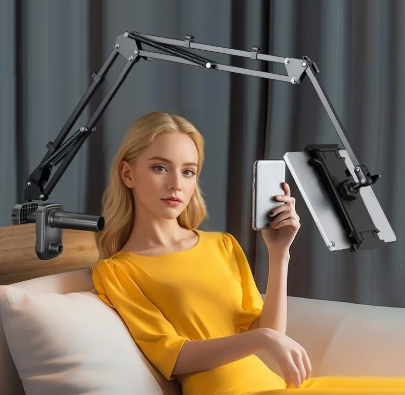 پایه نگهدارنده تبلت و گوشی گردن غازی CC-2 با پایه 5 سوراخه و بازوی انعطاف پذیر با قابلیت چرخش 360 درجه، سازگار با آیپد، آیفون، سوییچ، گلکسی، کیندل، برای استفاده روی میز، تخت و بالای سر (92 سانتی متر)