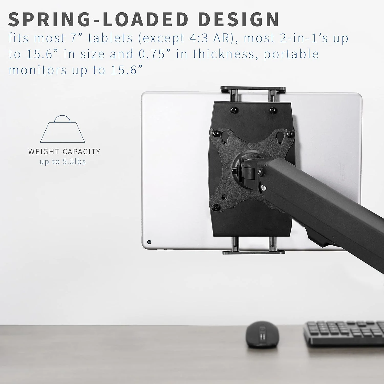 نگهدارنده تبلت و لپ‌تاپ یونیورسال ویوو، مناسب برای تبلت‌ها، لپ‌تاپ‌های 2 در 1 و مانیتورهای قابل حمل 15.6 اینچی، حداکثر VESA 100x100، نگهدارنده قابل تنظیم لپ‌تاپ، مشکی، MOUNT-UVM02