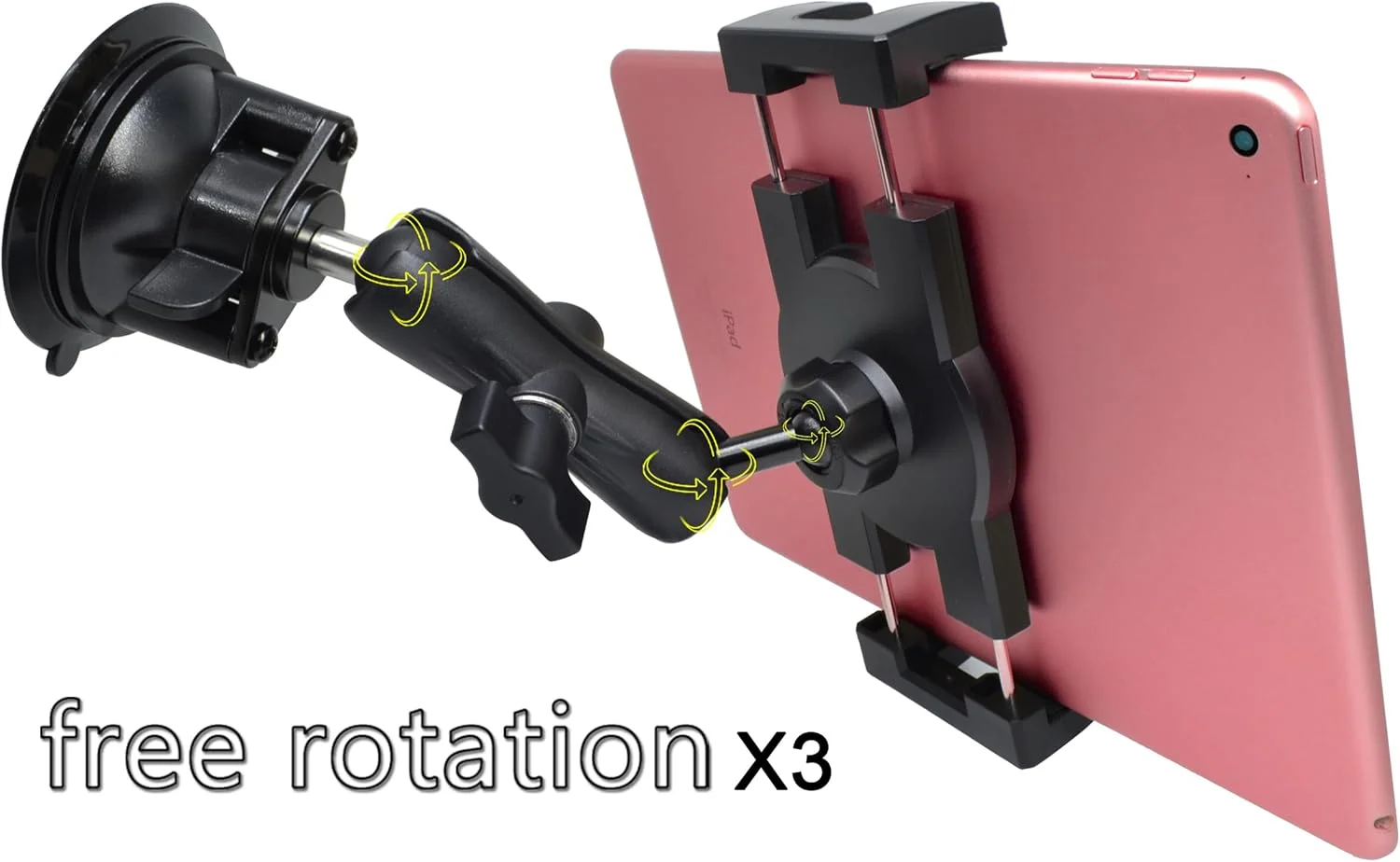 نگهدارنده آیپد برای داشبورد و شیشه جلوی خودرو، بازوی آلومینیومی مقاوم، پایه مکنده تبلت برای پنجره، سازگار با تبلت های 6.5-12.9 اینچی، پایه توپی 1 اینچی