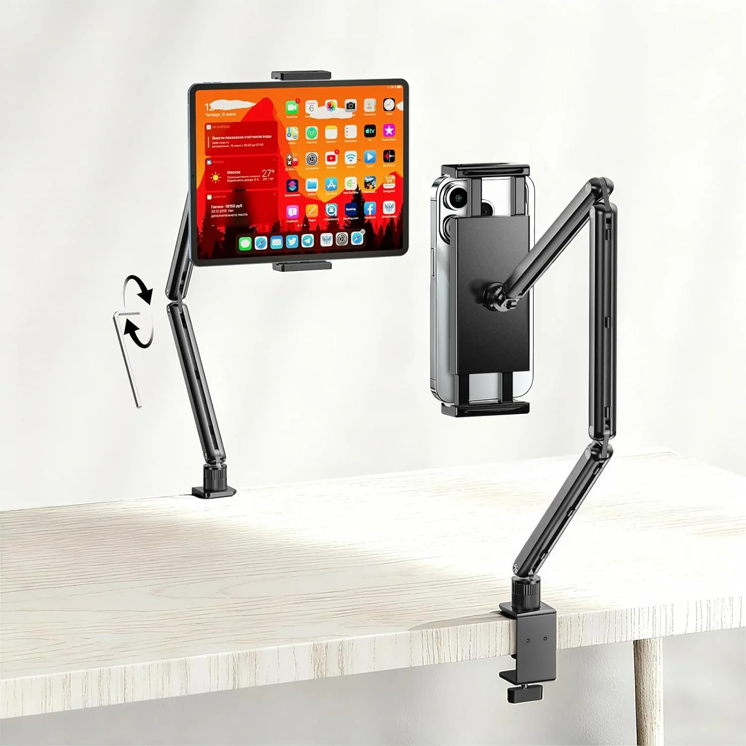 پایه تبلت Urmust برای میز، نگهدارنده آیپد با قابلیت تنظیم و گیره، چرخش 360 درجه، بازوی آلومینیومی محکم برای تبلت برای آیپد پرو/ایر/مینی 4.7 تا 15.6 اینچی، آیفون، گلکسی تب، برای آشپزخانه، کار، تماس ویدیویی پایه تبلت Urmust برای میز، نگهدارنده آیپد با قابلیت تنظیم و گیره، چرخش 360 درجه، بازوی آلومینیومی محکم برای تبلت برای آیپد پرو/ایر/مینی 4.7 تا 15.6 اینچی، آیفون، گلکسی تب، برای آشپزخانه، کار، تماس ویدیویی