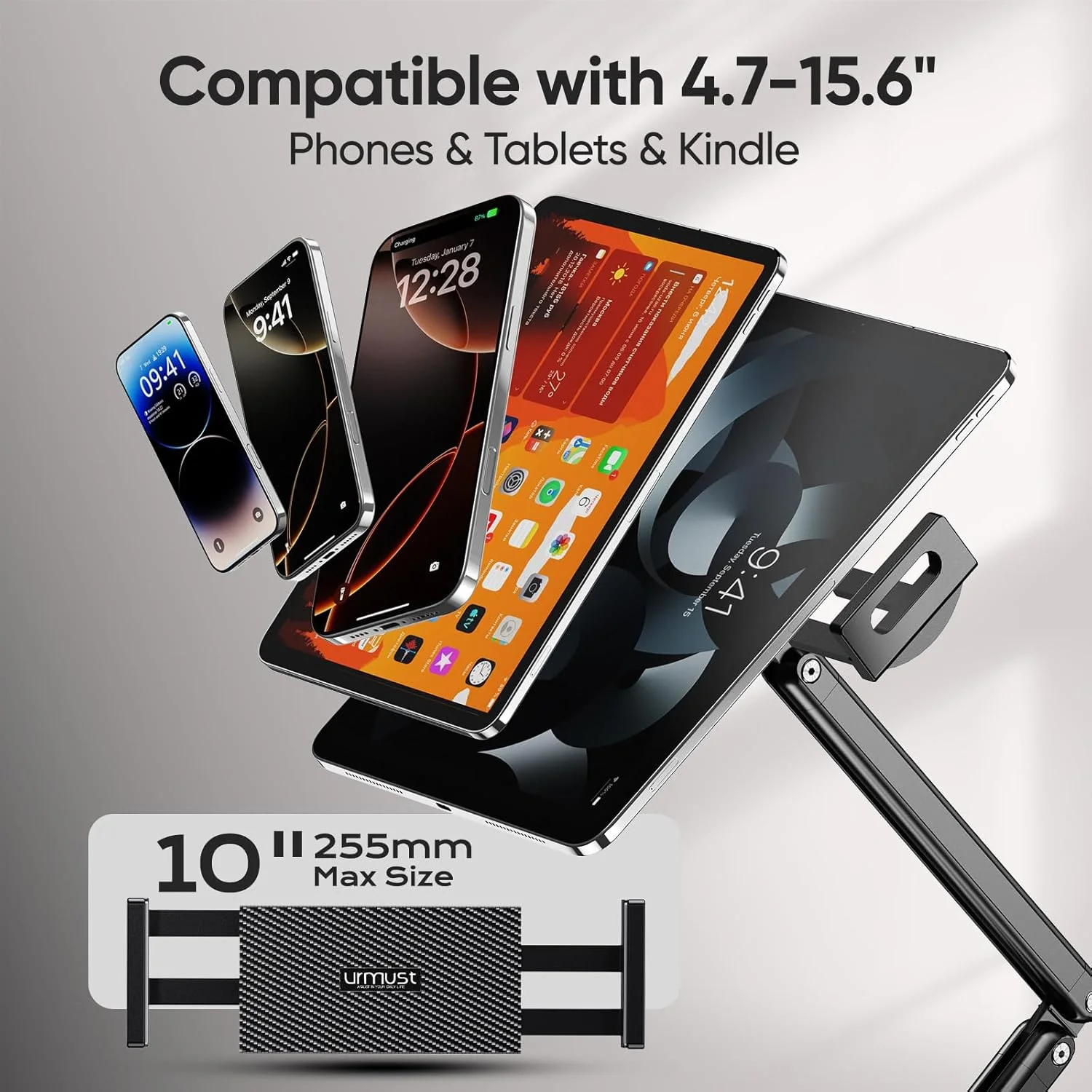 پایه تبلت Urmust برای میز، نگهدارنده آیپد با قابلیت تنظیم و گیره، چرخش 360 درجه، بازوی آلومینیومی محکم برای تبلت برای آیپد پرو/ایر/مینی 4.7 تا 15.6 اینچی، آیفون، گلکسی تب، برای آشپزخانه، کار، تماس ویدیویی پایه تبلت Urmust برای میز، نگهدارنده آیپد با قابلیت تنظیم و گیره، چرخش 360 درجه، بازوی آلومینیومی محکم برای تبلت برای آیپد پرو/ایر/مینی 4.7 تا 15.6 اینچی، آیفون، گلکسی تب، برای آشپزخانه، کار، تماس ویدیویی