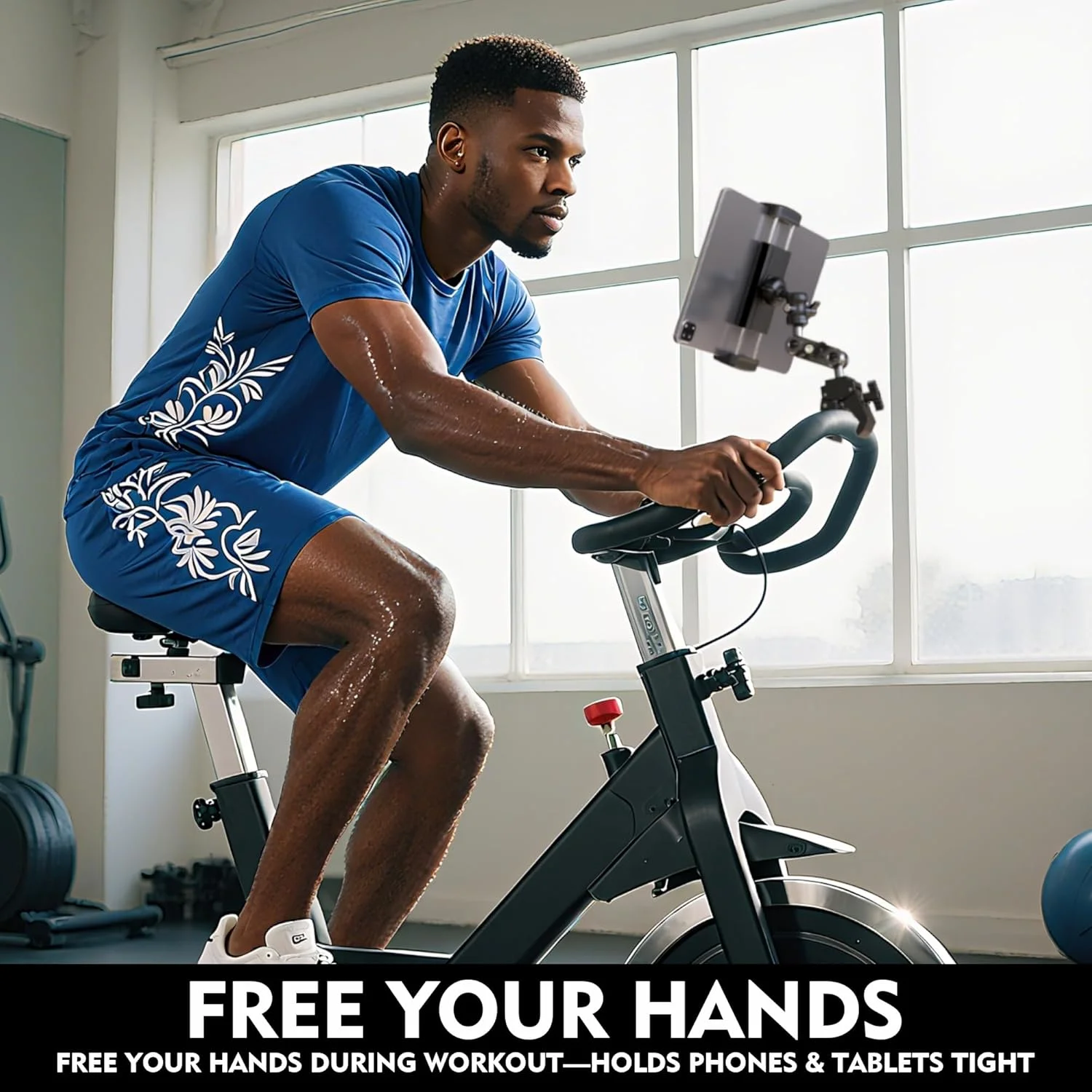 نگهدارنده تبلت برای تردمیل، دوچرخه ثابت، الپتیکال، پایه موسیقی، با قابلیت تنظیم 360 درجه، گیره خرچنگی فوق العاده، سازگار با آیپد، سوییچ، آیفون و کتابخوان های الکترونیکی 4.7 تا 12.9 اینچی