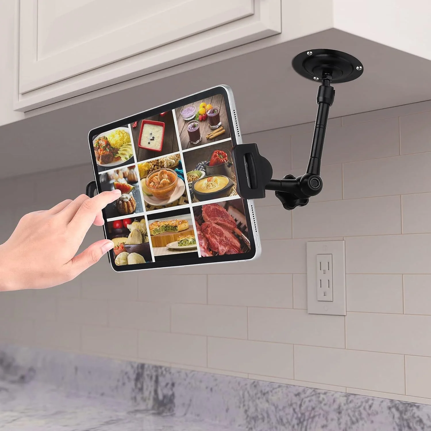 پایه نگهدارنده تبلت UYODM با قابلیت نصب روی دیوار برای آیپد/تبلت‌های گلکسی/گوگل نکسوس 7-11/فایر اچ‌دی/کتابخوان الکترونیکی/ساعت LED/آیفون/گوشی هوشمند، بازوی جادویی آلیاژ آلومینیوم با قابلیت چرخش 360 درجه و گیره قابل تنظیم