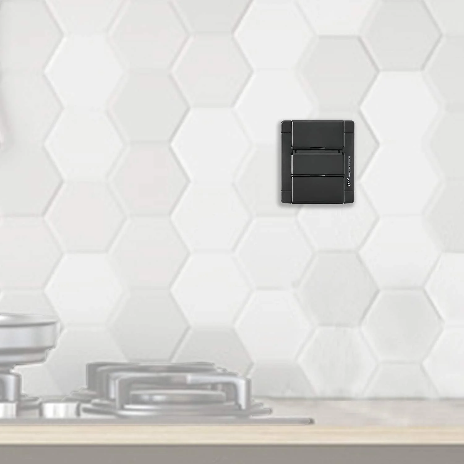 پایه دیواری آشپزخانه یونیورسال TFY برای تبلت، کتابخوان الکترونیکی و تلفن های هوشمند، مناسب برای آیپد ایر، مینی، آیپد پرو 10.5 اینچ، نگهدارنده دیواری (مشکی)