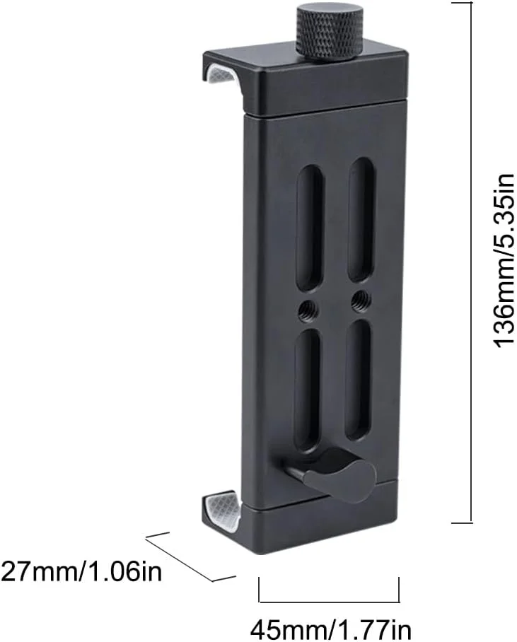نگهدارنده تبلت یونیورسال، سازگار با اندازه 7.5 تا 11 اینچ، ساختار فلزی با پیچ 1/4 اینچی و پایه دم چلچله ای ARCA