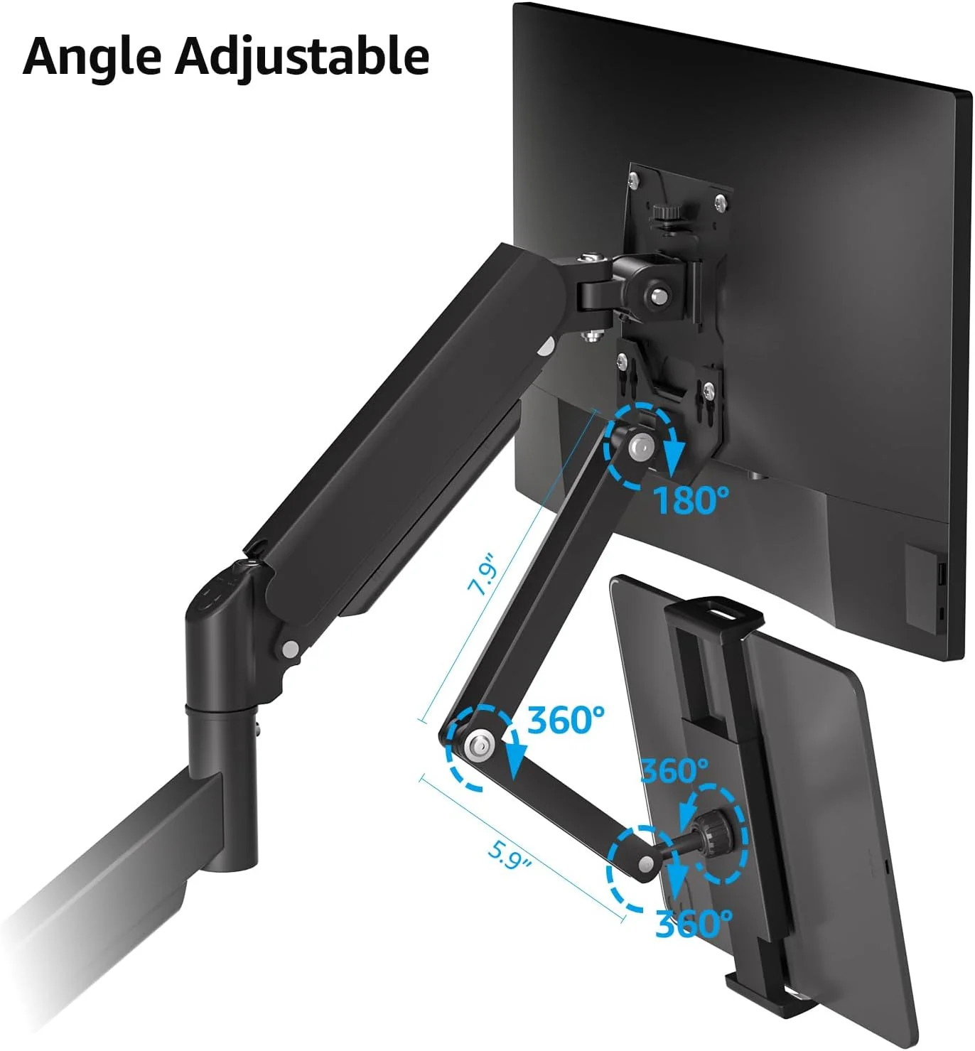 آداپتور یونیورسال VESA برای تبلت، بازوی توسعه دهنده مانیتور، سازگار با تبلت/تلفن/صفحه نمایش قابل حمل 4.7-15.6 اینچی، مناسب برای VESA 75x75 و 100x100