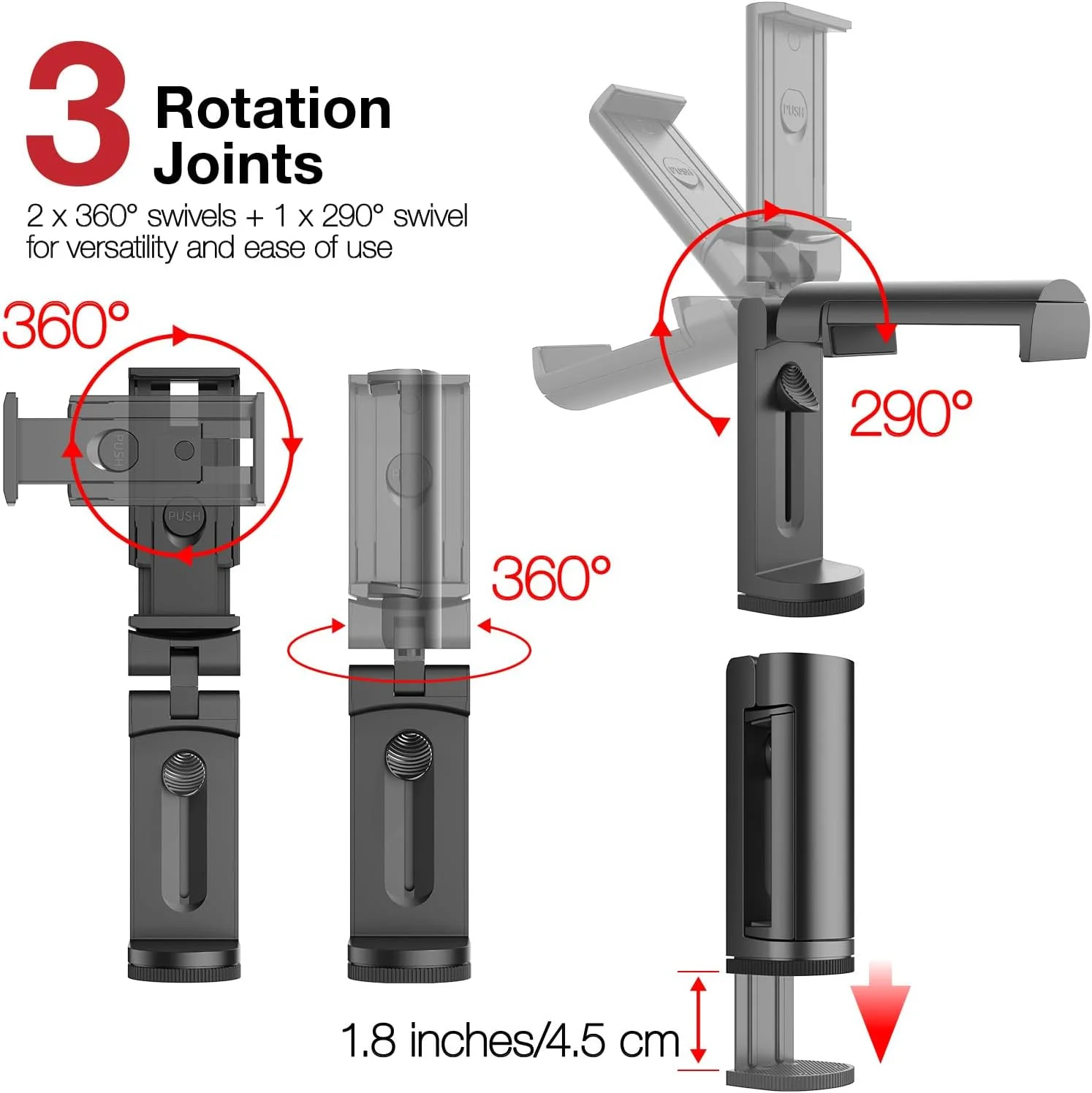نگهدارنده تبلت هواپیما یونیورسال، پایه تبلت ضروری برای مسافرت بدون دست با چرخش 360 درجه چند جهته برای پرواز، سازگار با آیپد/تبلت های گلکسی، مشکی (فقط مناسب تبلت های 7-11 اینچی)