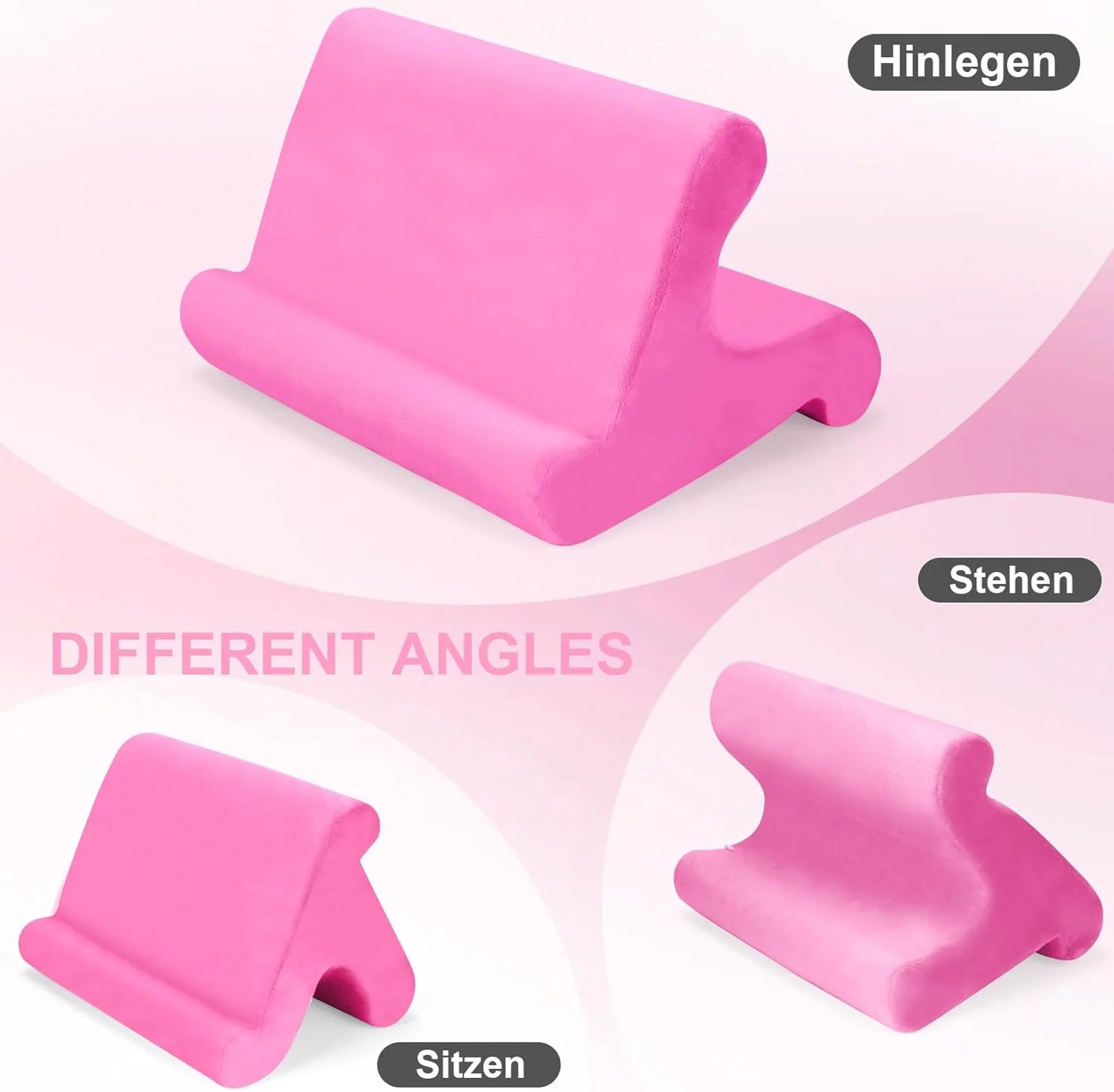 پایه نگهدارنده تبلت چند زاویه جهانی - پایه پد نرم با نگهدارنده تلفن مشکی برای لپ تاپ، زانو، مبل و تخت، سازگار با آیپد پرو 9.7، 10.5، 12.9 ایر مینی 4 3، کیندل، گلکسی تب، کتابخوان الکترونیکی (صورتی) پایه نگهدارنده تبلت چند زاویه جهانی - پایه پد نرم با نگهدارنده تلفن مشکی برای لپ تاپ، زانو، مبل و تخت، سازگار با آیپد پرو 9.7، 10.5، 12.9 ایر مینی 4 3، کیندل، گلکسی تب، کتابخوان الکترونیکی (صورتی)