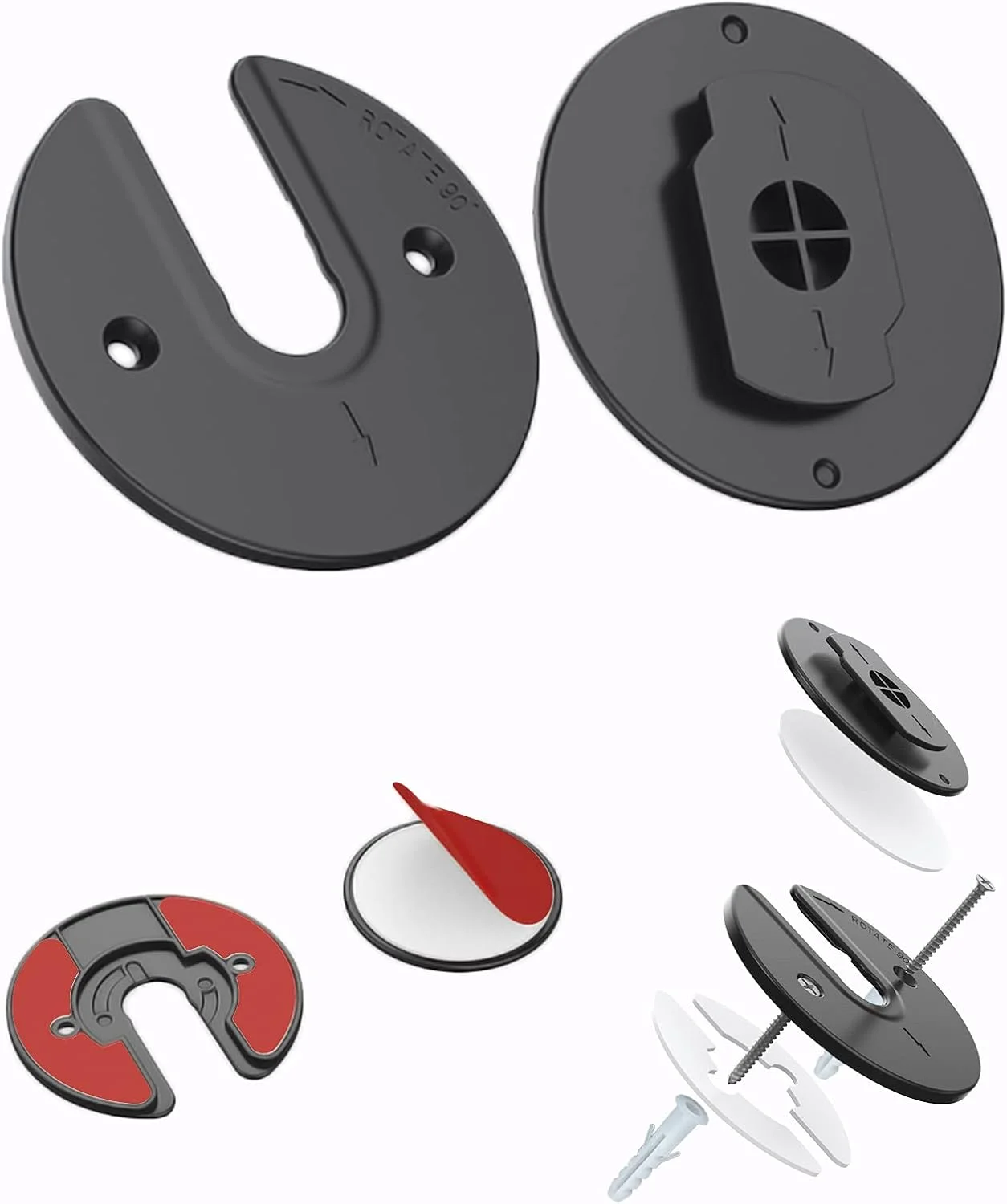 پایه دیواری تبلت جهانی با قابلیت چرخش 90 درجه، مناسب برای آیپد، کیندل، کتابخوان الکترونیکی و غیره (بسته 2 عددی) (مشکی)