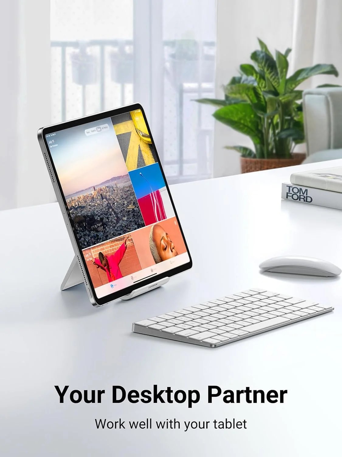 پایه نگهدارنده تبلت UGREEN برای میز، بسته 2 عددی، سازگار با آیپد 10.2 11 اینچ 9.7 پرو مینی 6 5 4 3، پایه تلفن قابل حمل رومیزی، لوازم جانبی قابل تنظیم برای خانه و محل کار، سیاه و سفید