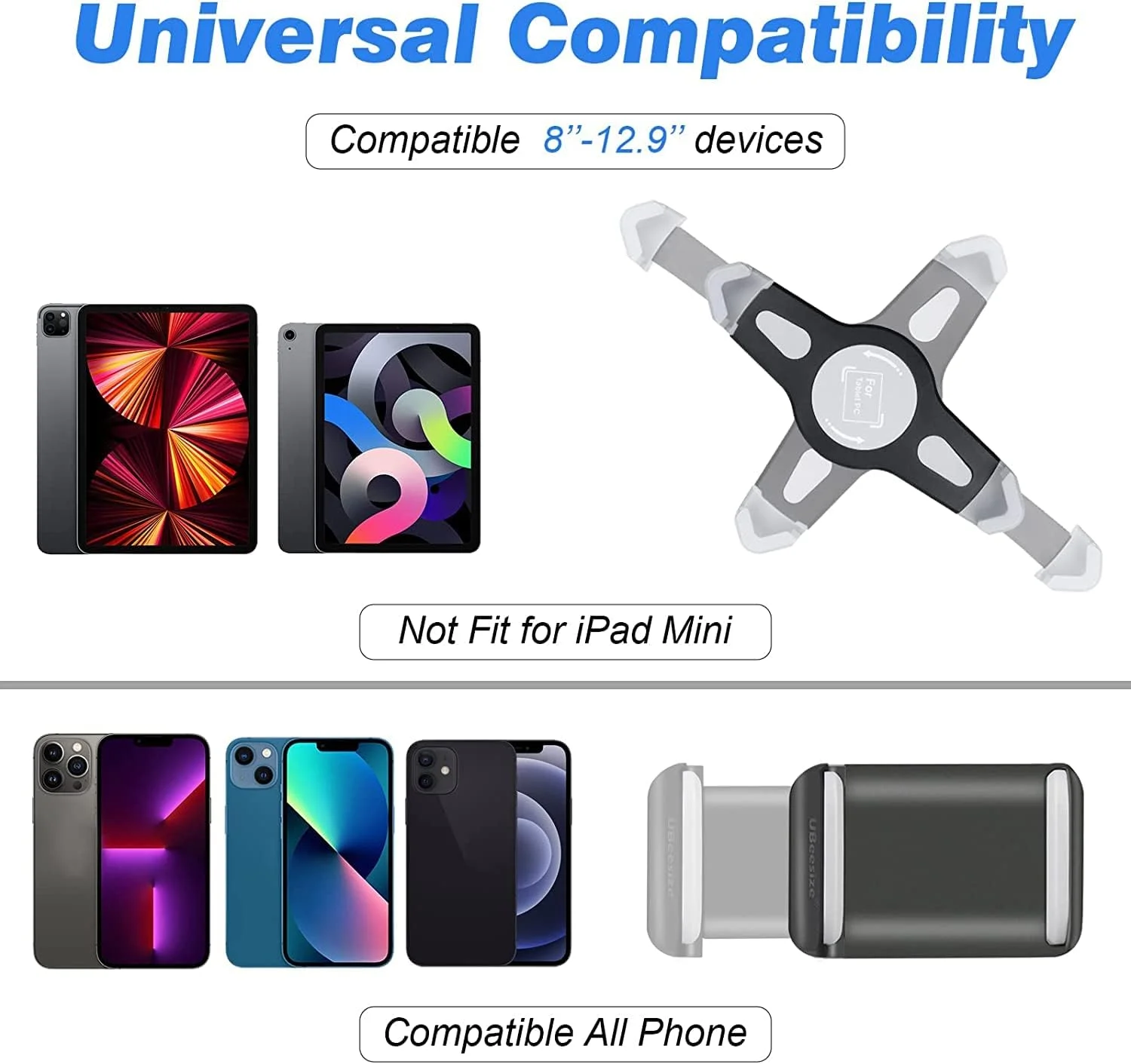 پایه نگهدارنده تبلت و گوشی UBeesize با قابلیت چرخش 360 درجه، سازگار با تبلت های 9.9 تا 15.7 اینچی