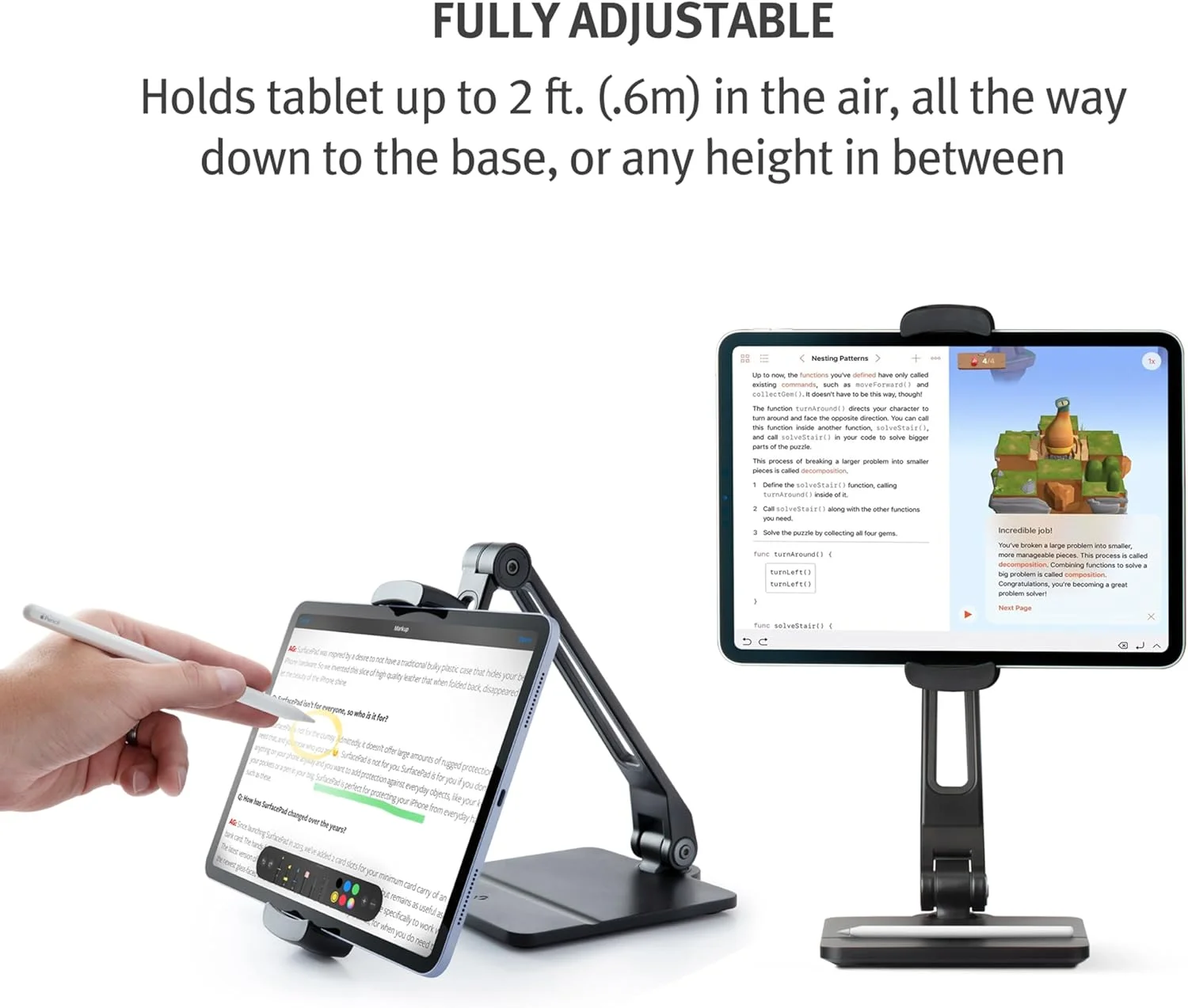 پایه آیپد Twelve South HoverBar Duo (نسل دوم) - پایه تبلت قابل تنظیم برای میز با پایه سنگین و گیره برای نصب، نگهدارنده تبلت، پایه تبلت تاشو، مناسب برای همه آیپدها، مشکی پایه آیپد Twelve South HoverBar Duo (نسل دوم) - پایه تبلت قابل تنظیم برای میز با پایه سنگین و گیره برای نصب، نگهدارنده تبلت، پایه تبلت تاشو، مناسب برای همه آیپدها، مشکی