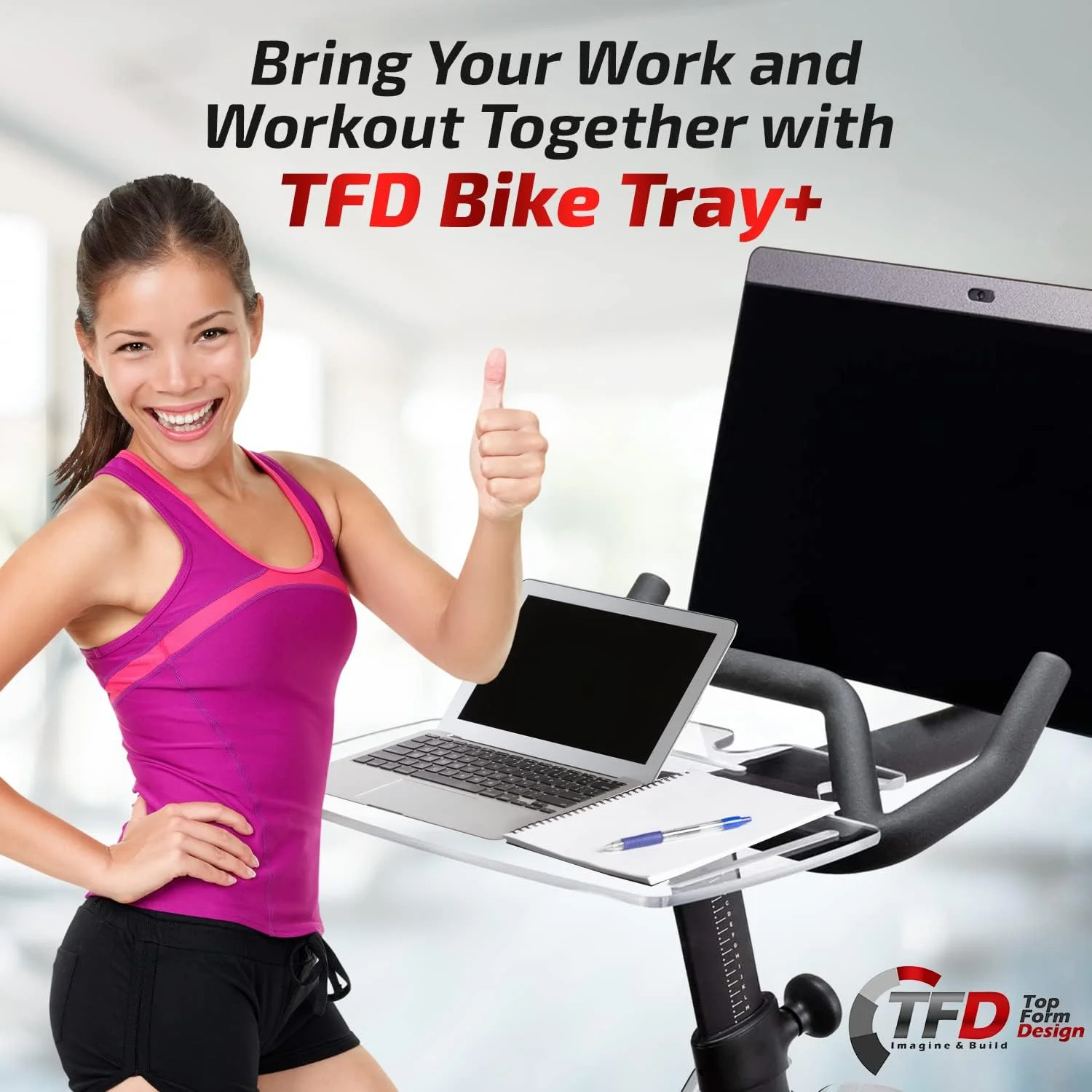 سینی The Tray+ | سازگار با دوچرخه Peloton Bike+ (فقط مدل پلاس)، ساخت ایالات متحده آمریکا، نگهدارنده سینی لپ تاپ و میز | طراحی شده با مواد اکریلیک درجه یک - لوازم جانبی نهایی Peloton