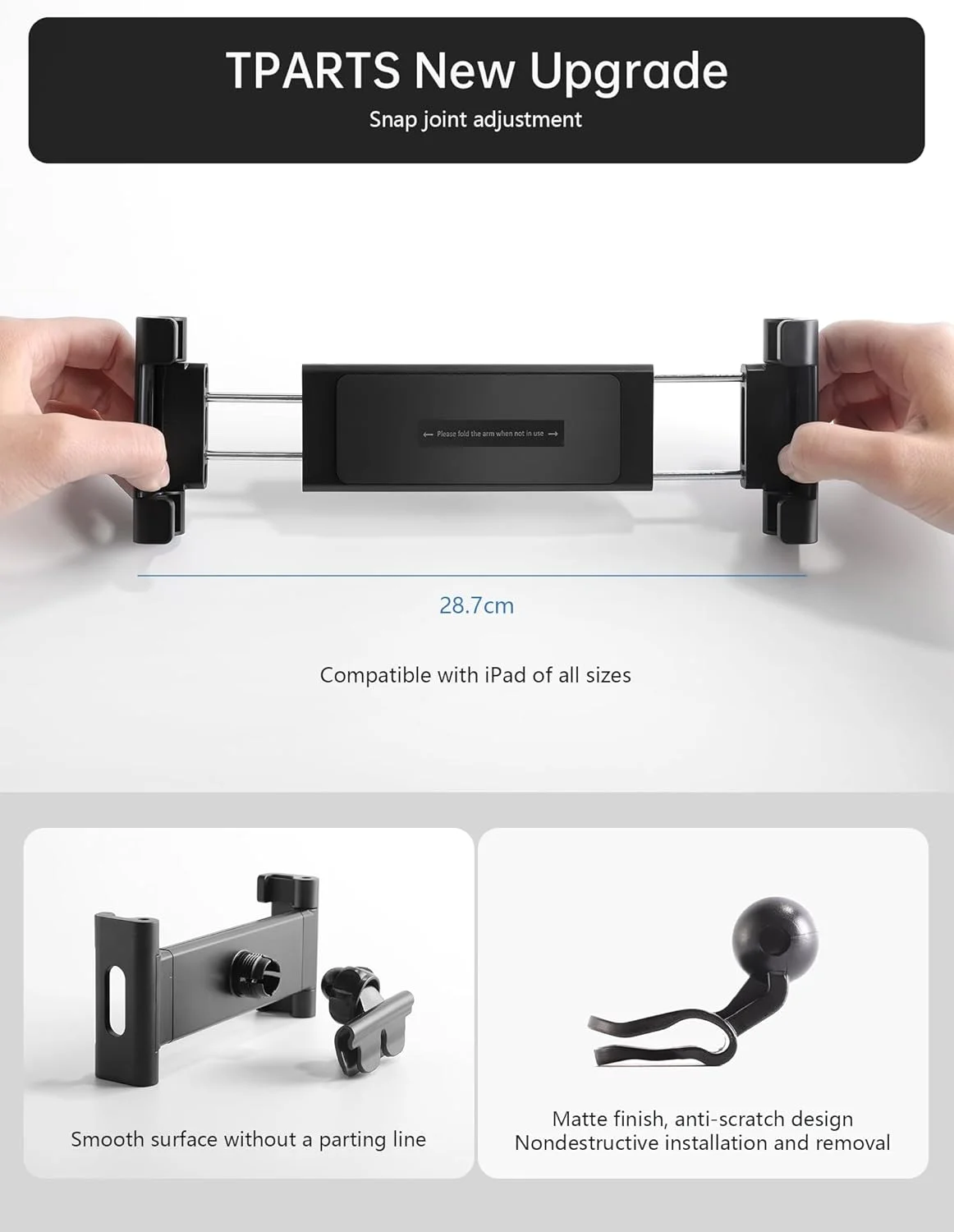 نگهدارنده تبلت و گوشی پشت صندلی خودرو مناسب برای تسلا مدل Y و مدل 3 (سازگار با هایلند و جونیپر)، مناسب برای آیپد (شامل آیپد پرو 12.9 اینچی) و گوشی های هوشمند بالای 4.7 اینچ