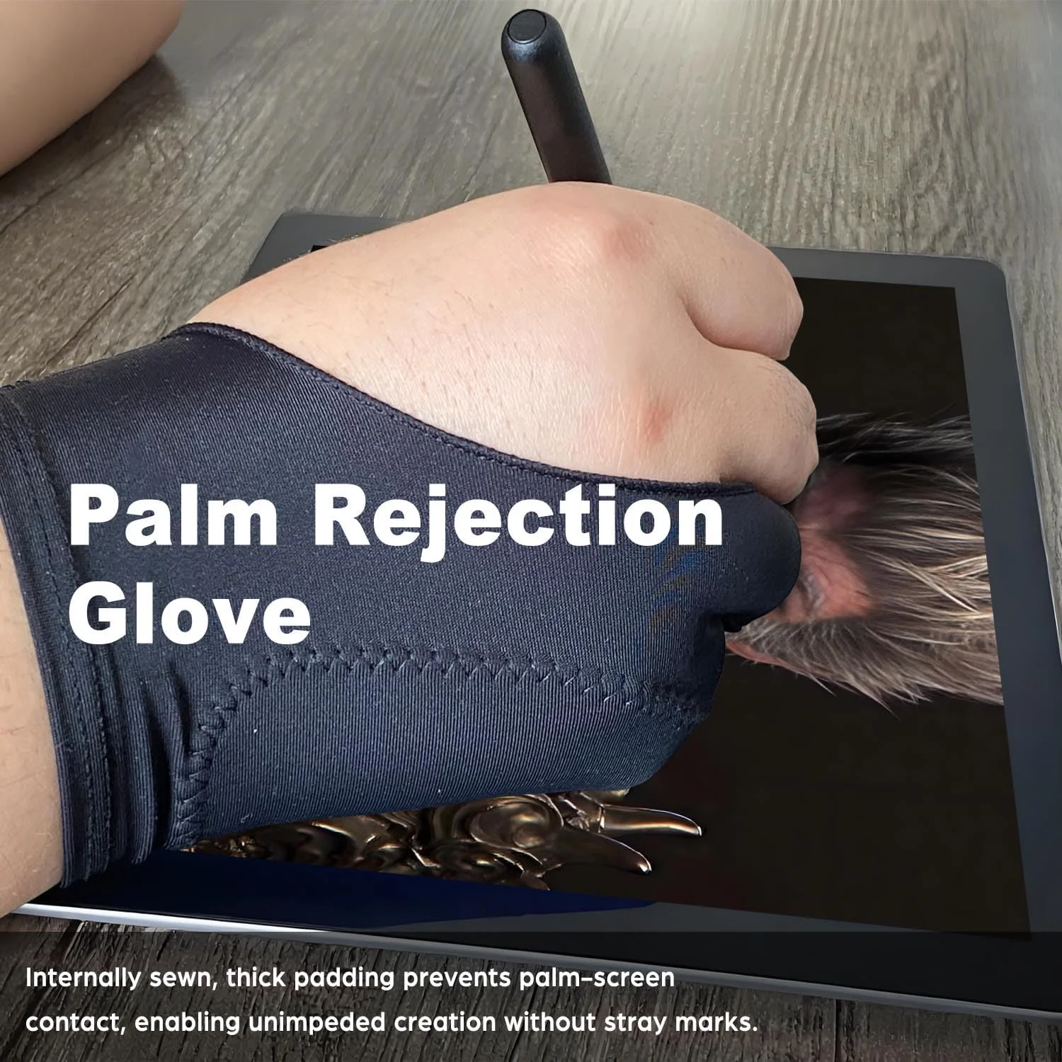 دستکش طراحی، دستکش هنرمند برای تبلت طراحی، آیپد، خلق آثار هنری دیجیتال - رد کف دست، نوک انگشت نمایان، مناسب برای دست چپ و راست - سایز S، بسته 2 عددی